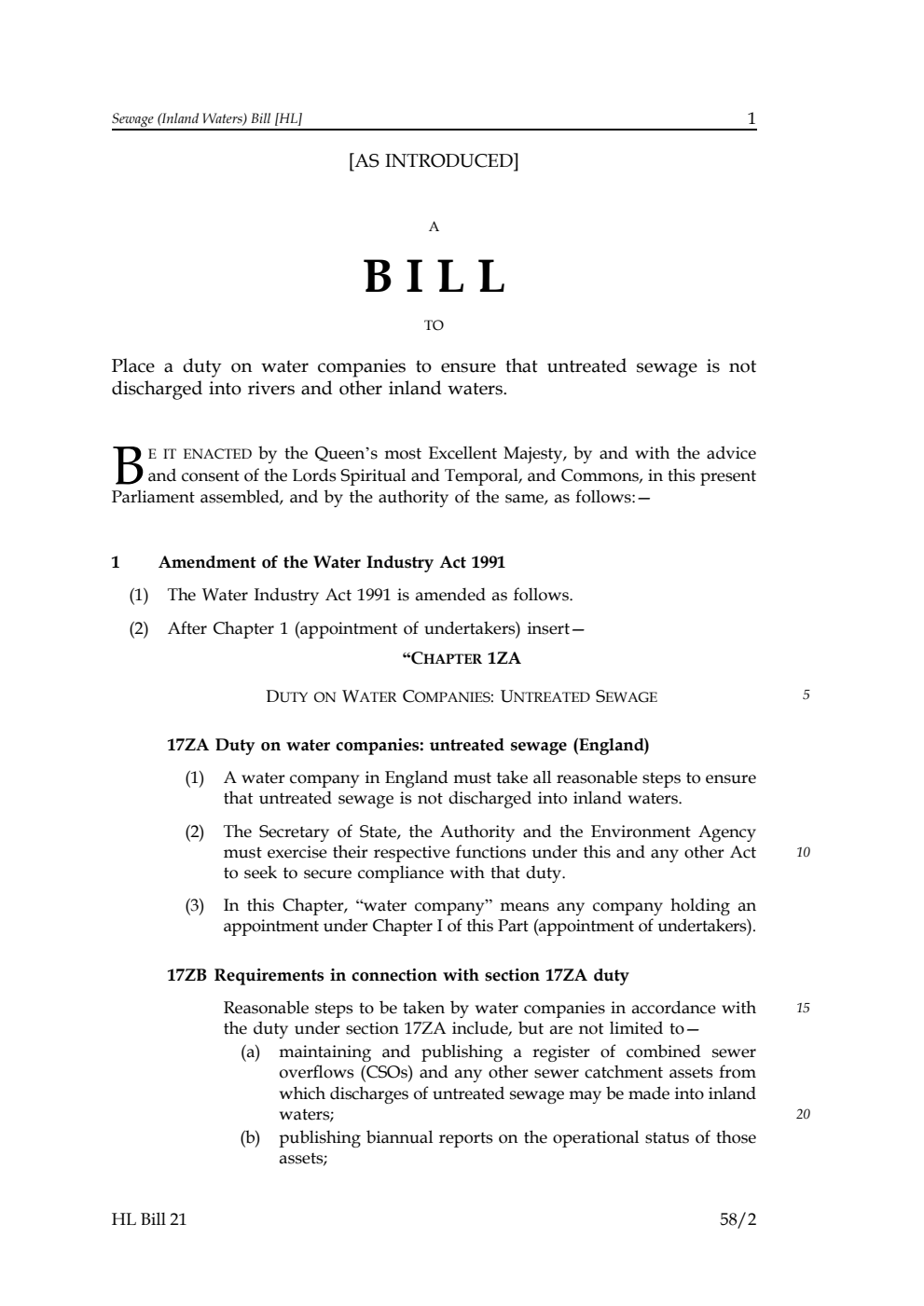 Sewage (Inland Waters) Bill