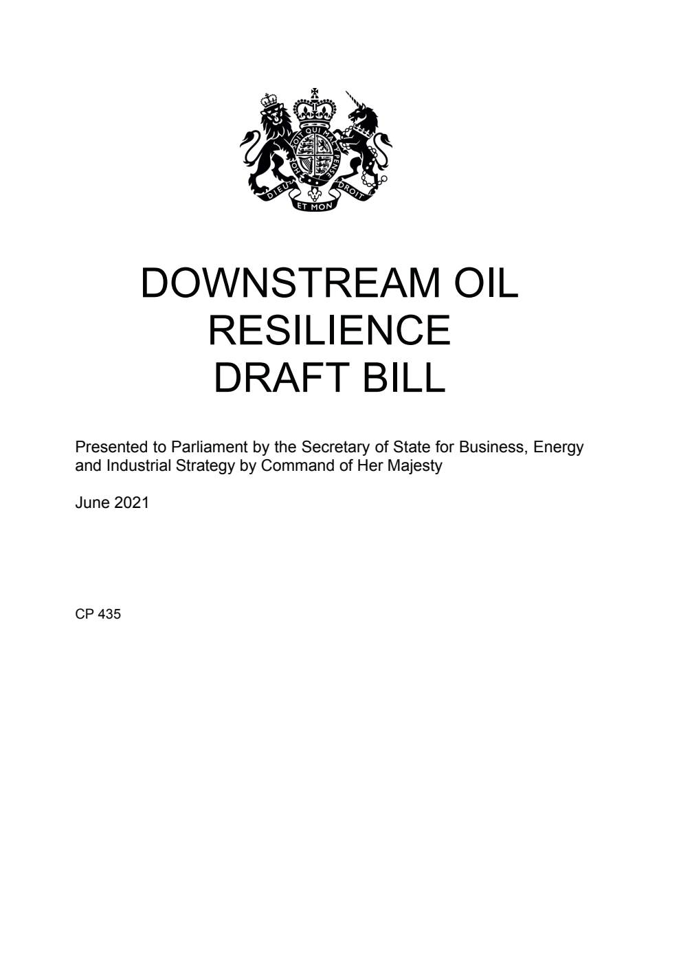 Downstream Oil Resilience Draft Bill