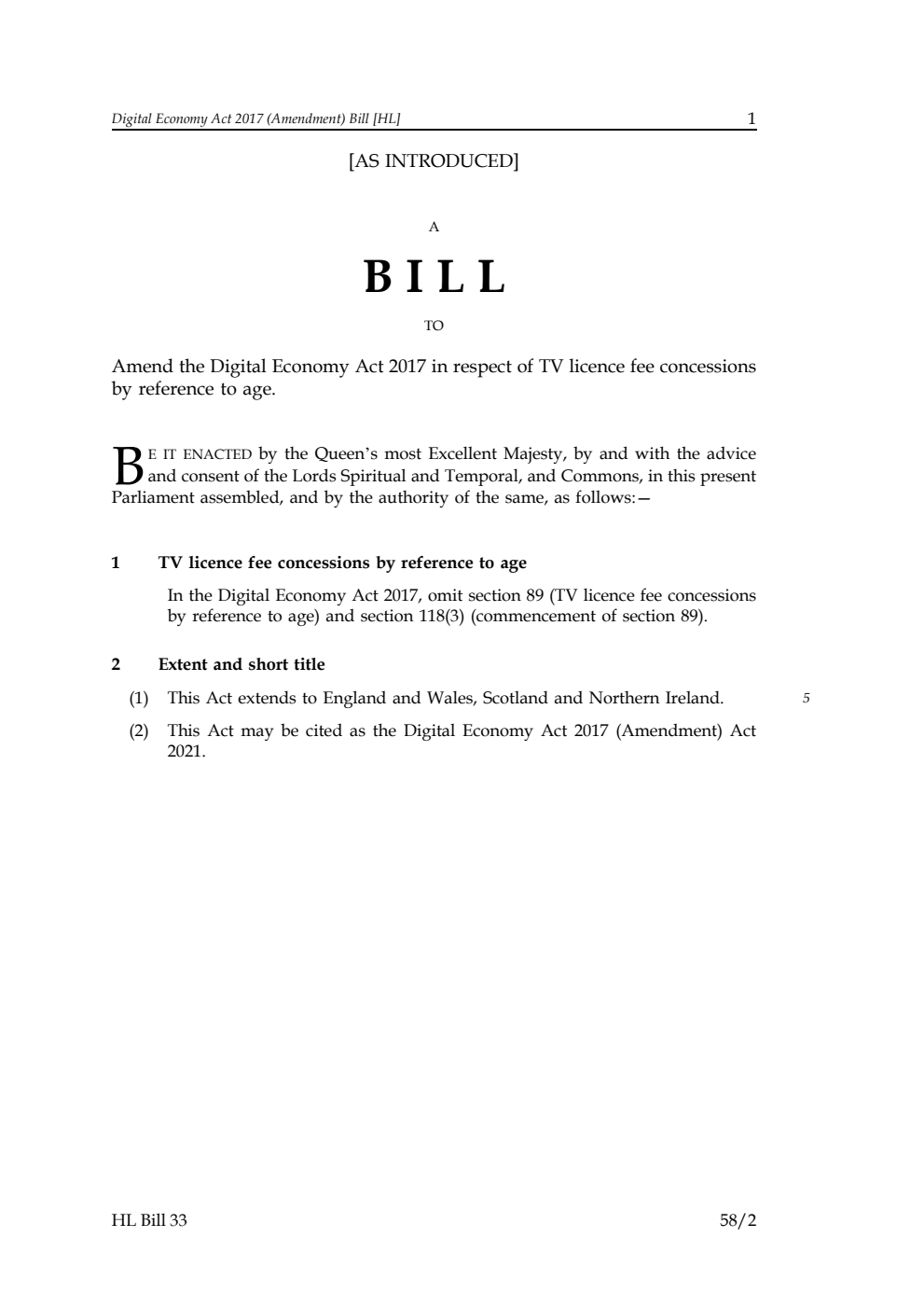 Digital Economy Act 2017 (Amendment) Bill