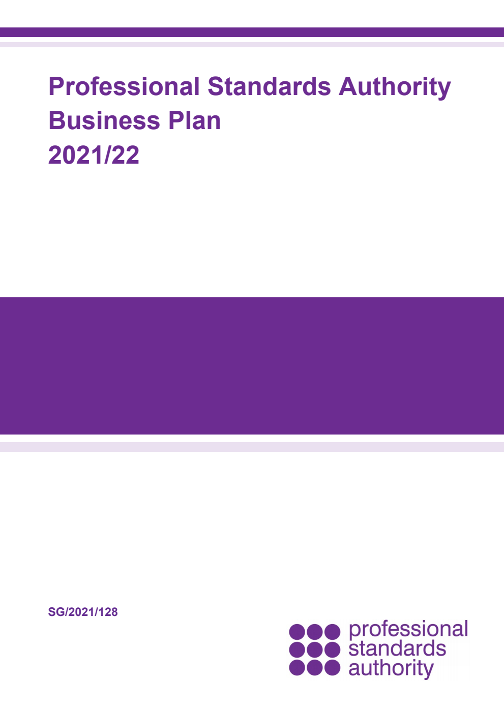 Professional Standards Authority Business Plan 2021/22