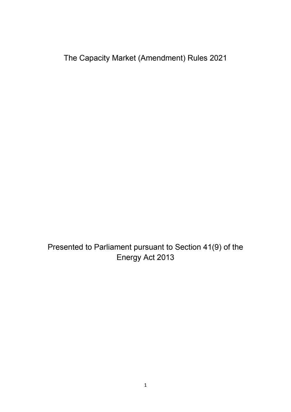 The Capacity Market (Amendment) Rules 2021