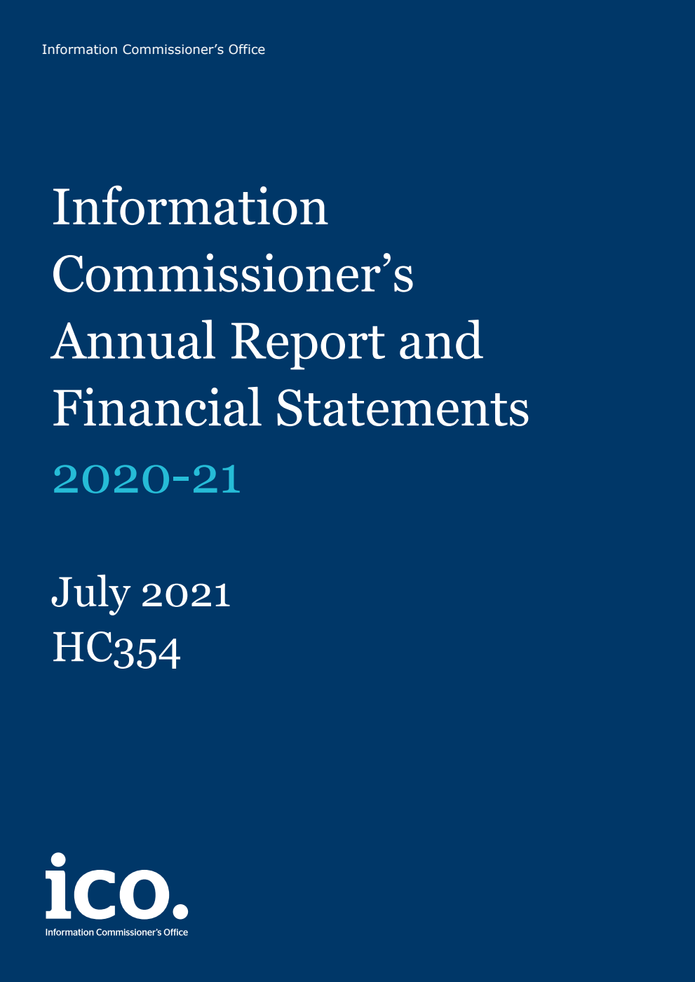 Information Commissioner’s Annual Report and Financial Statements 2020-21