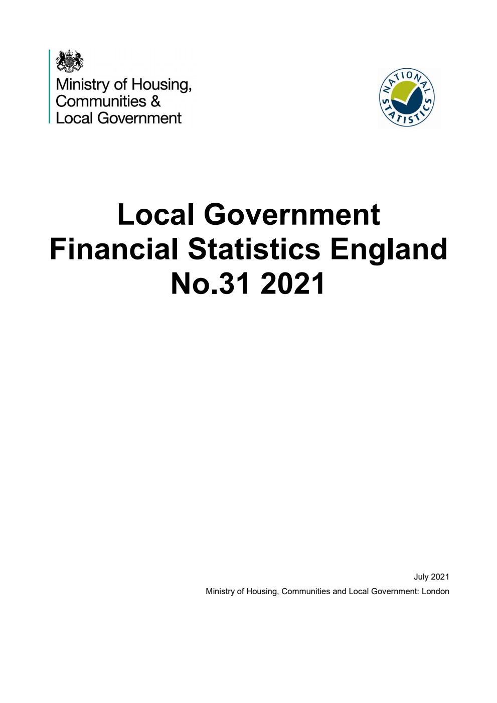Local Government Financial Statistics England No. 31 2021