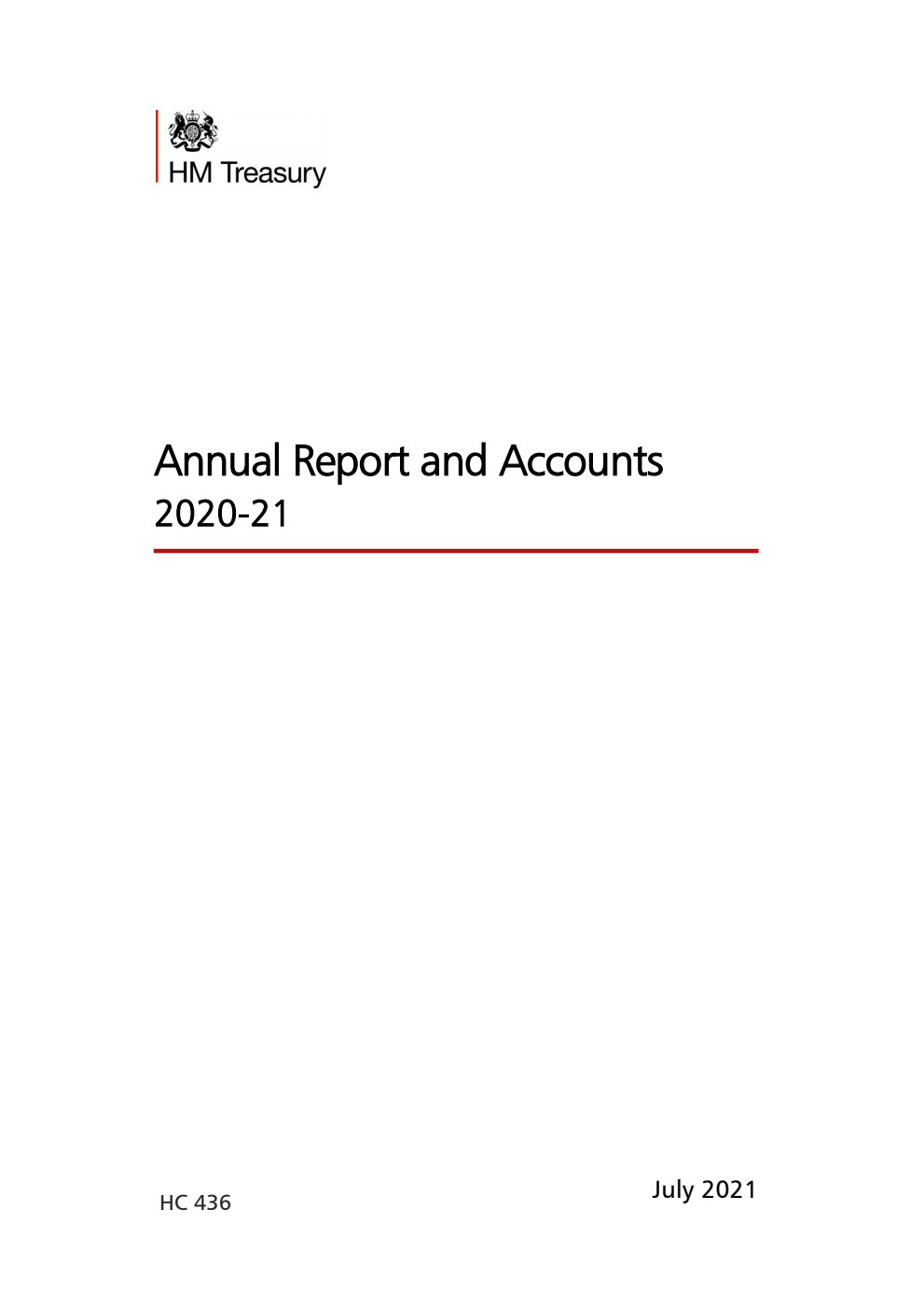HM Treasury Annual Report and Accounts 2020-21