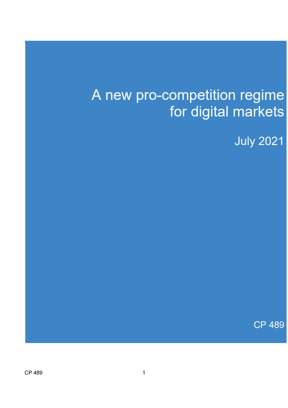 A new pro-competition regime for digital markets