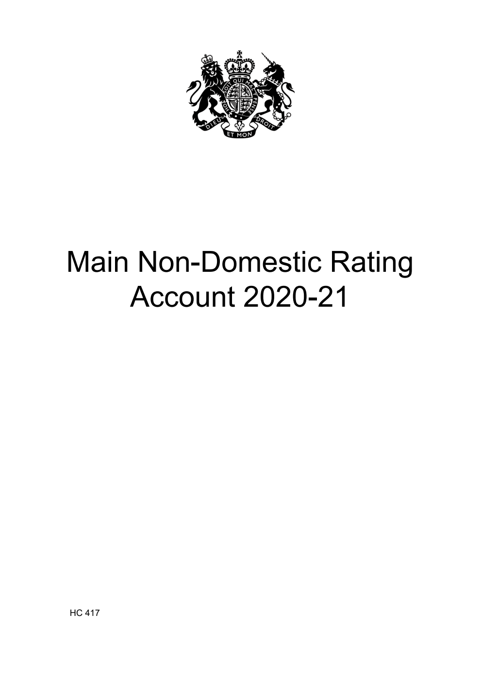 Main Non-Domestic Rating Account 2020-21