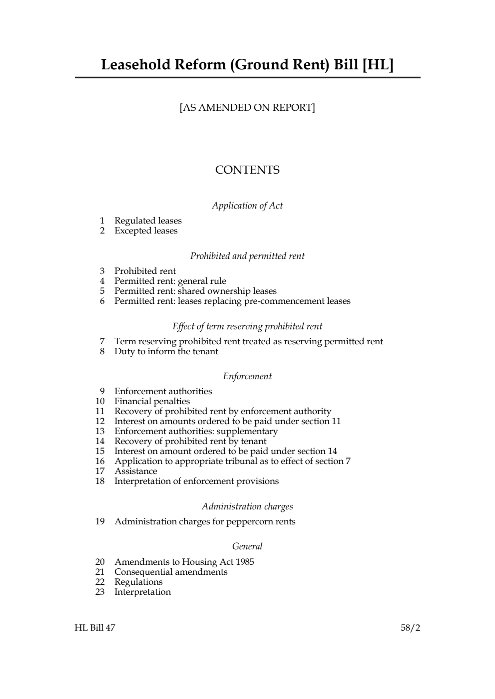 Leasehold Reform (Ground Rent) Bill [as amended on Report]
