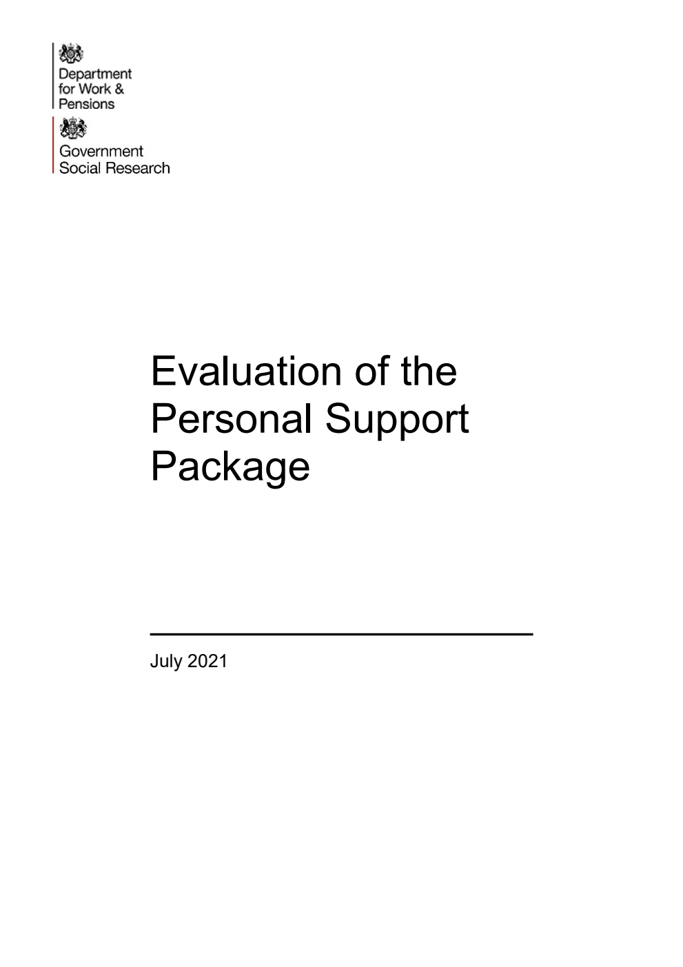 Research Report 1000 Evaluation of the Personal Support Package