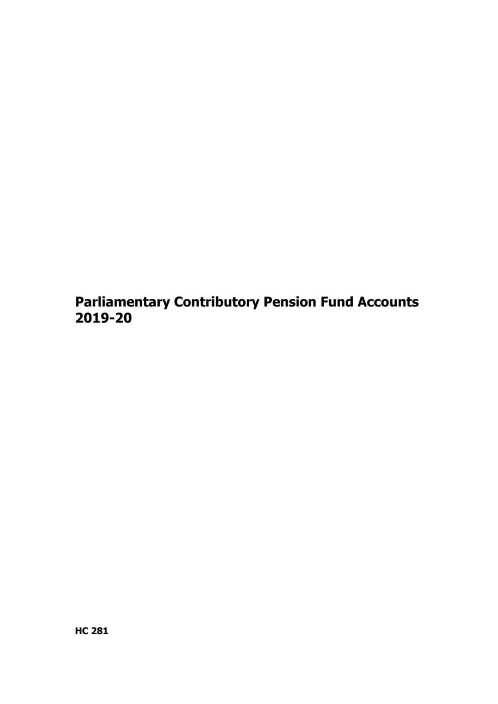 Parliamentary Contributory Pension Fund Accounts 2019-20