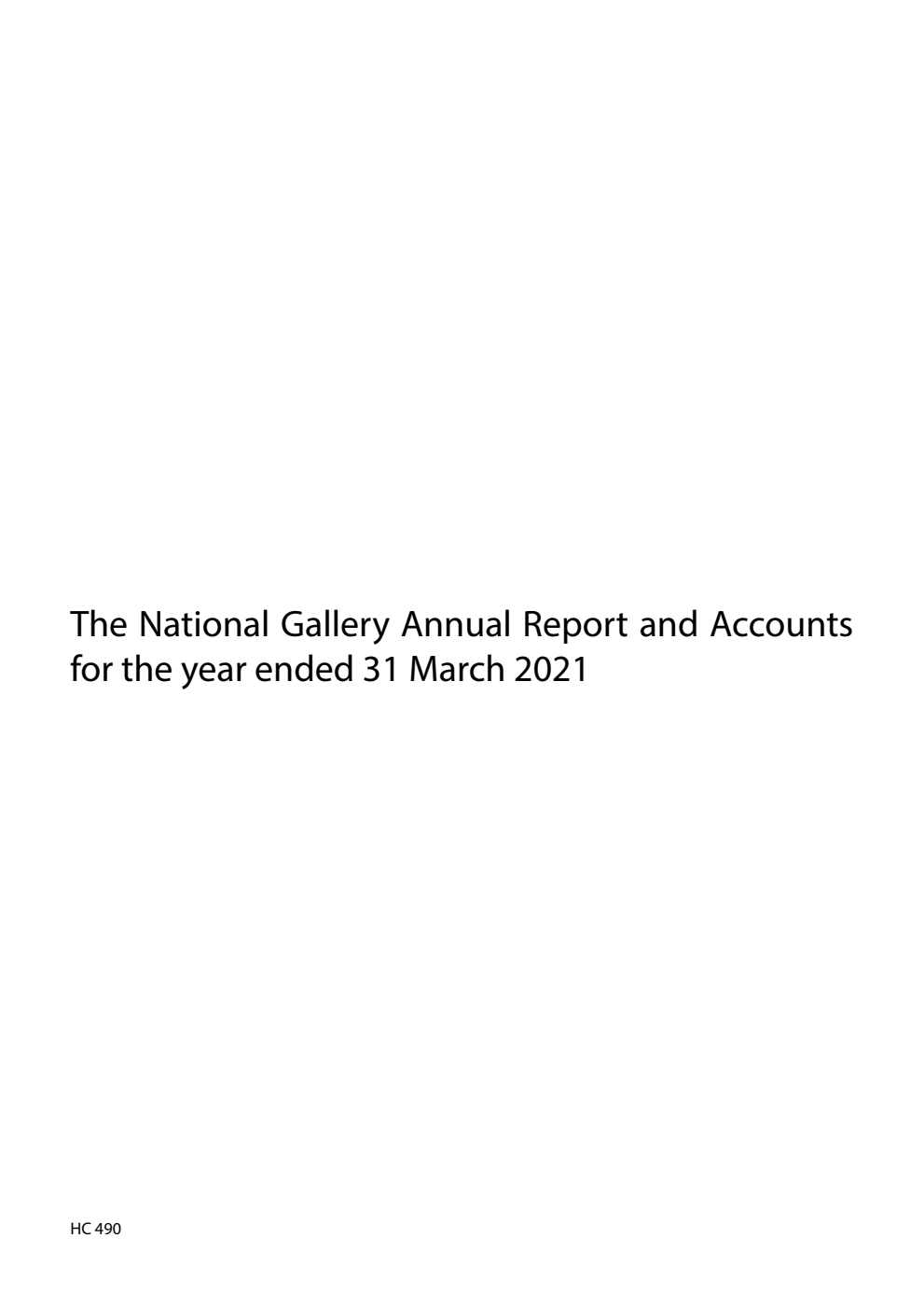 The National Gallery Annual Report and Accounts for the year ended 31 March 2021