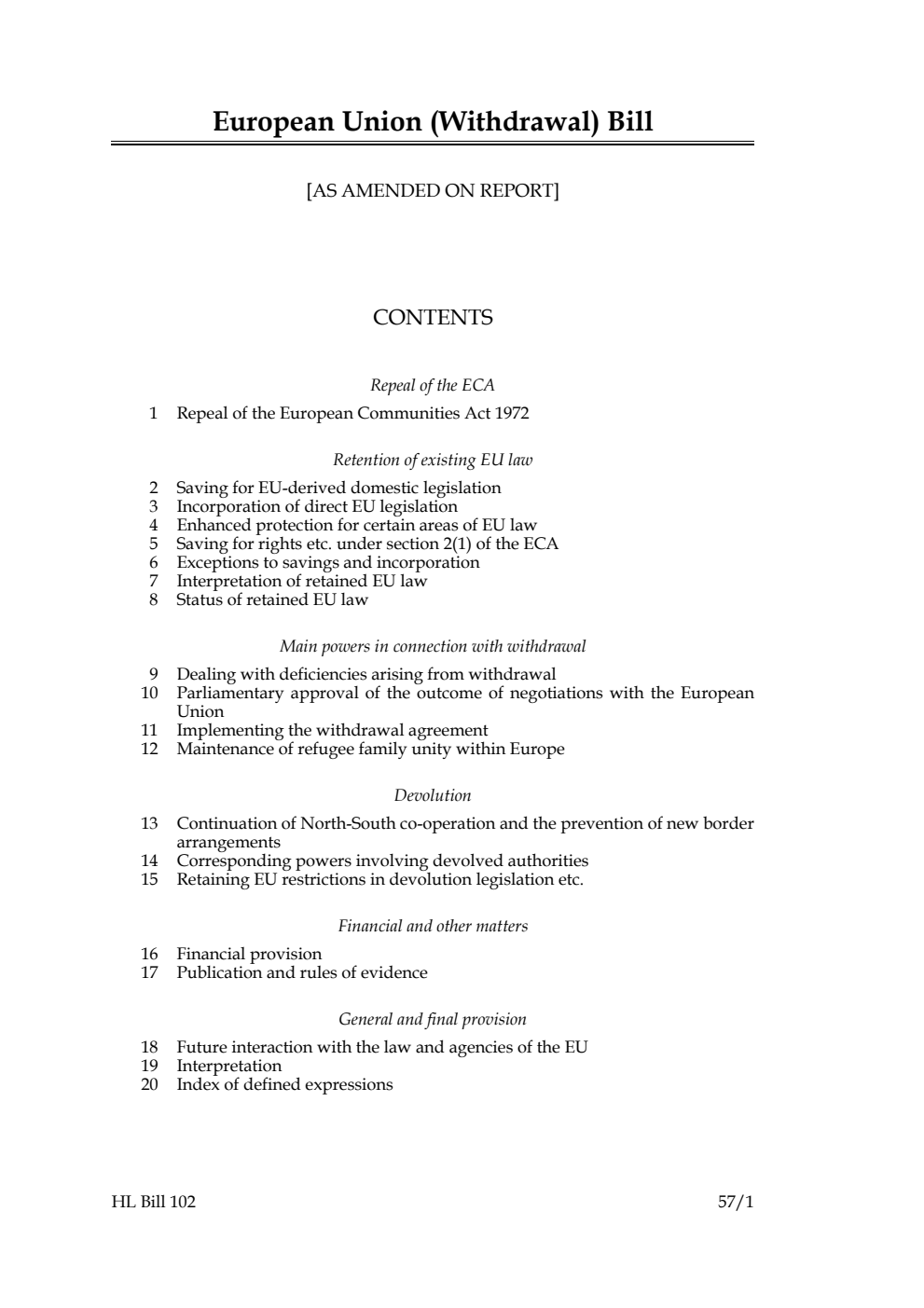 European Union (Withdrawal) Bill [as amended on Report]