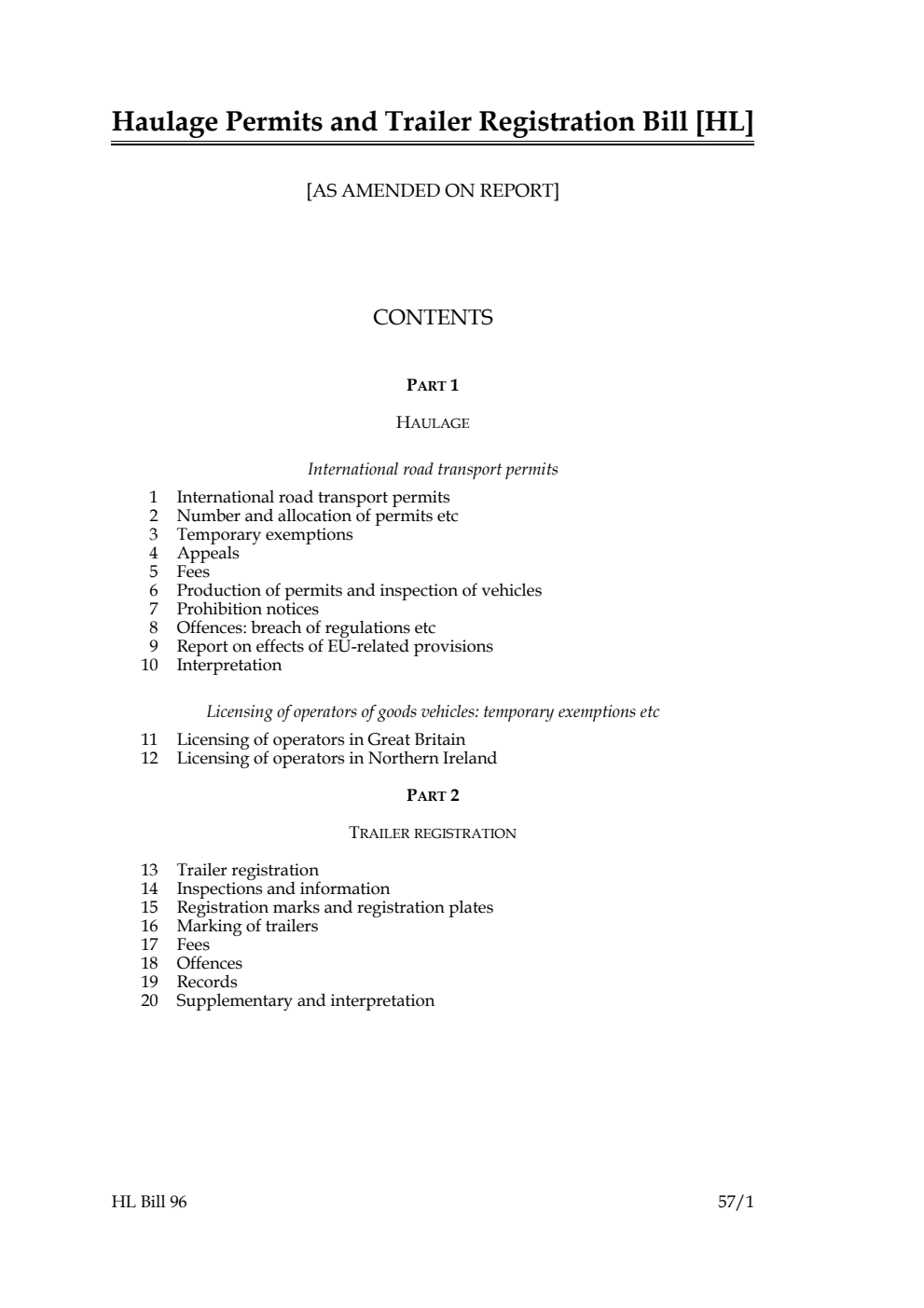 Haulage Permits and Trailer Registration Bill [as amended on Report]