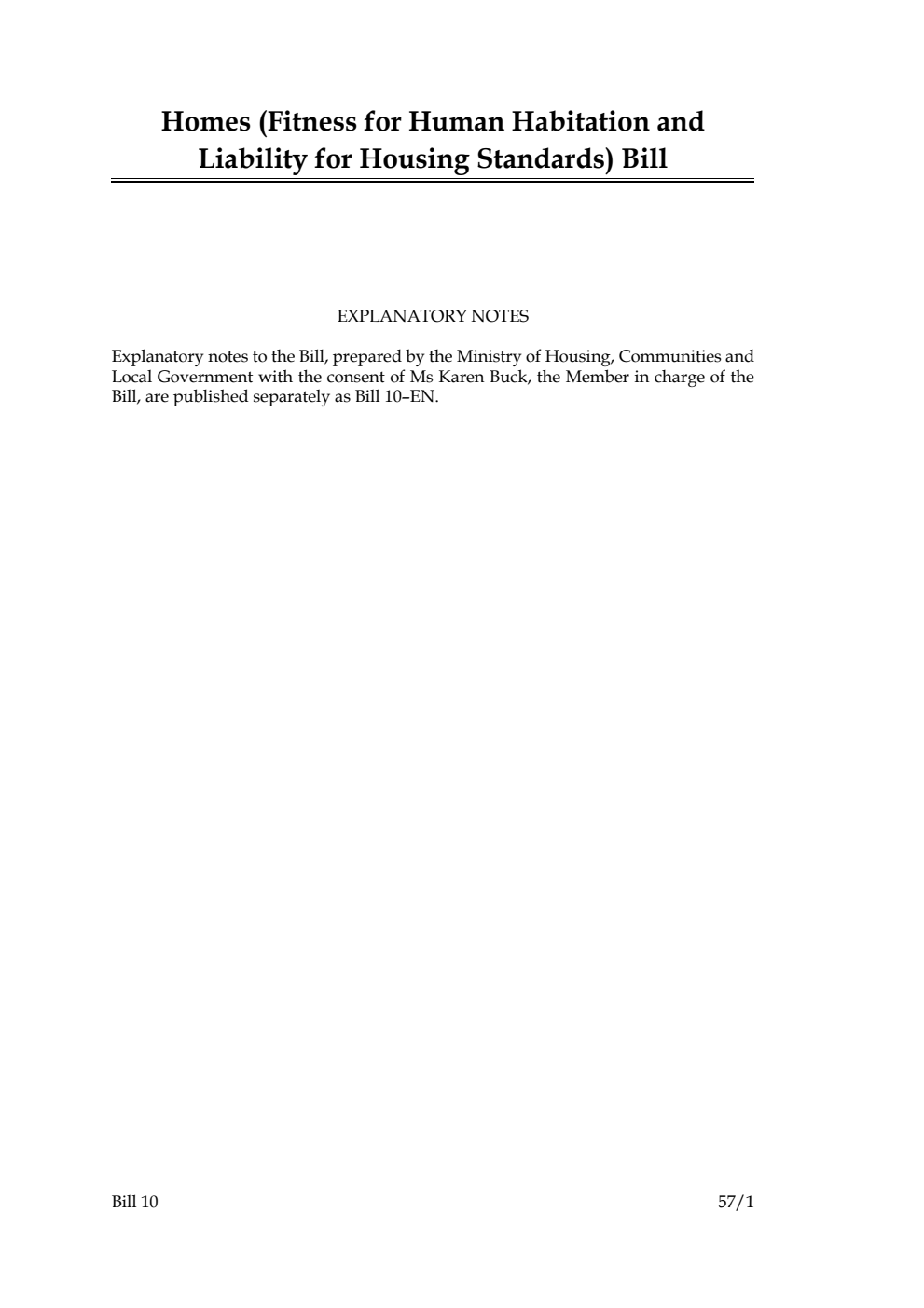 Homes (Fitness for Human Habitation and Liability for Housing Standards) Bill