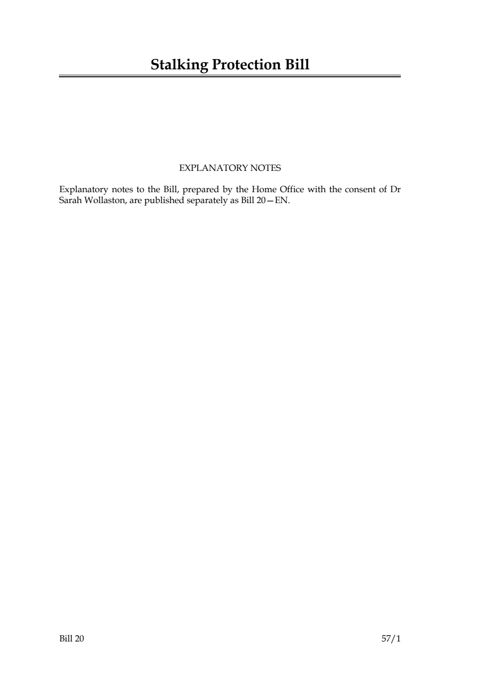 Stalking Protection Bill