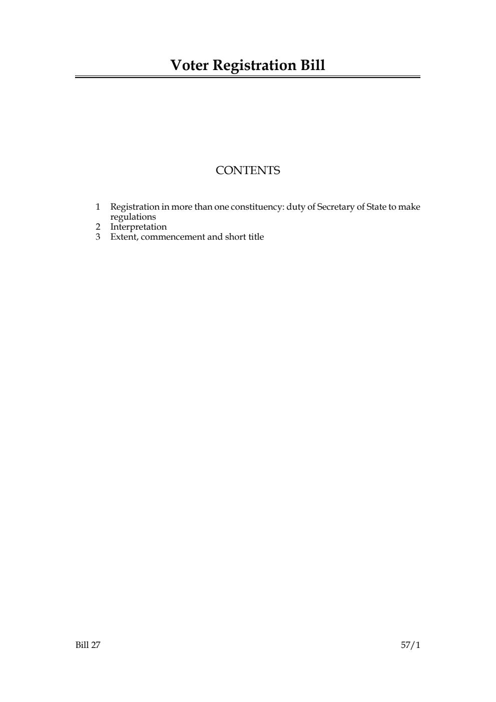 Voter Registration Bill