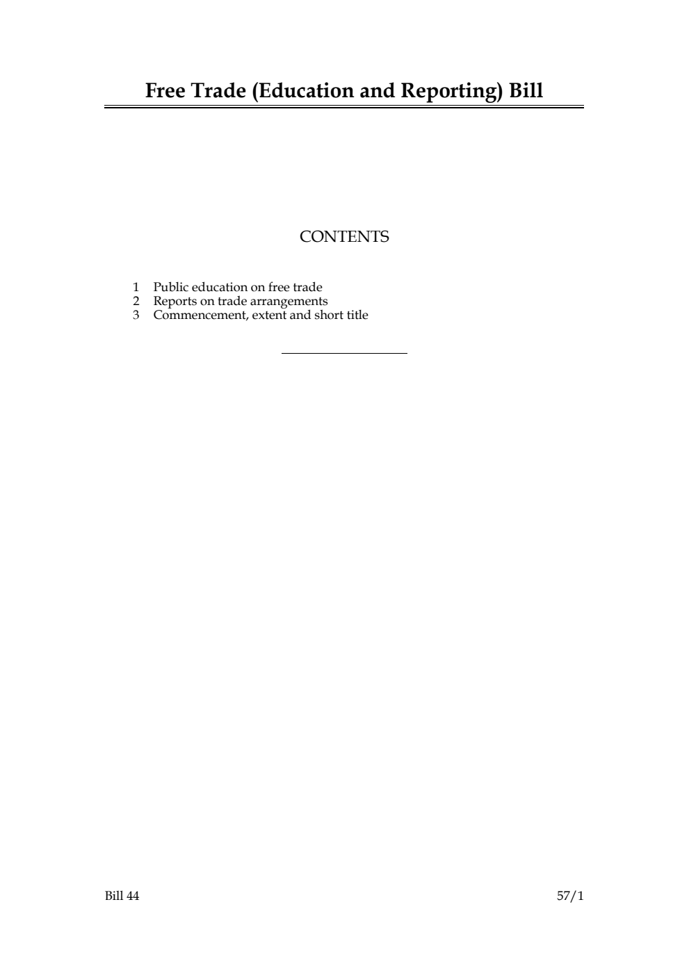 Free Trade (Education and Reporting) Bill