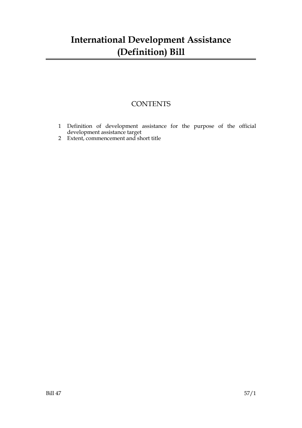 International Development Assistance (Definition) Bill