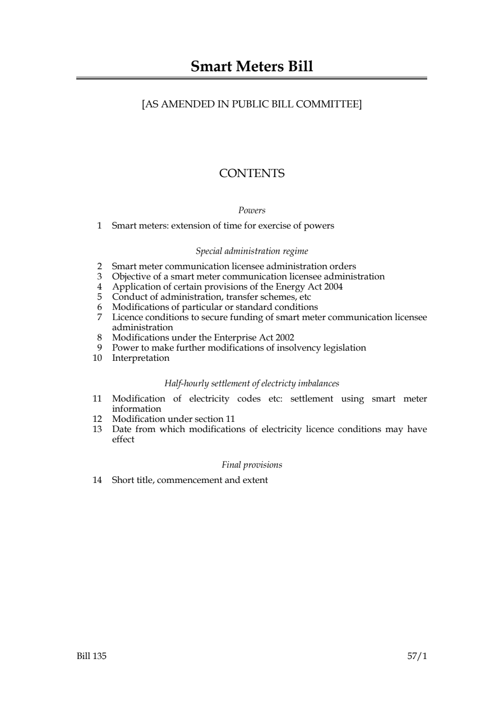 Smart Meters Bill [as amended in Public Bill Committee]
