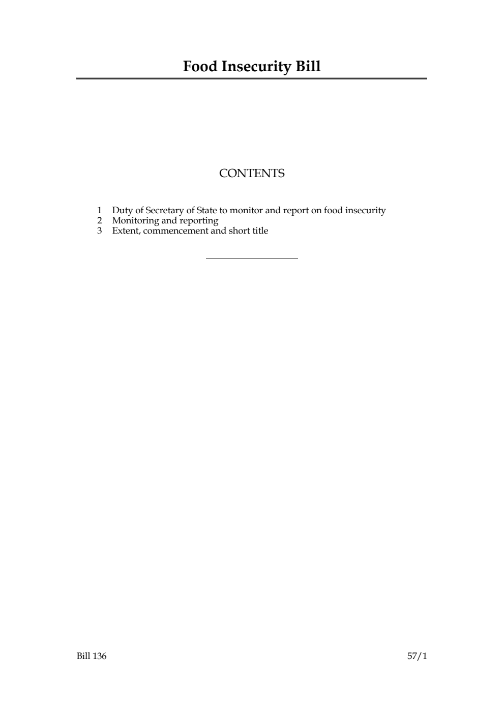 Food Insecurity Bill