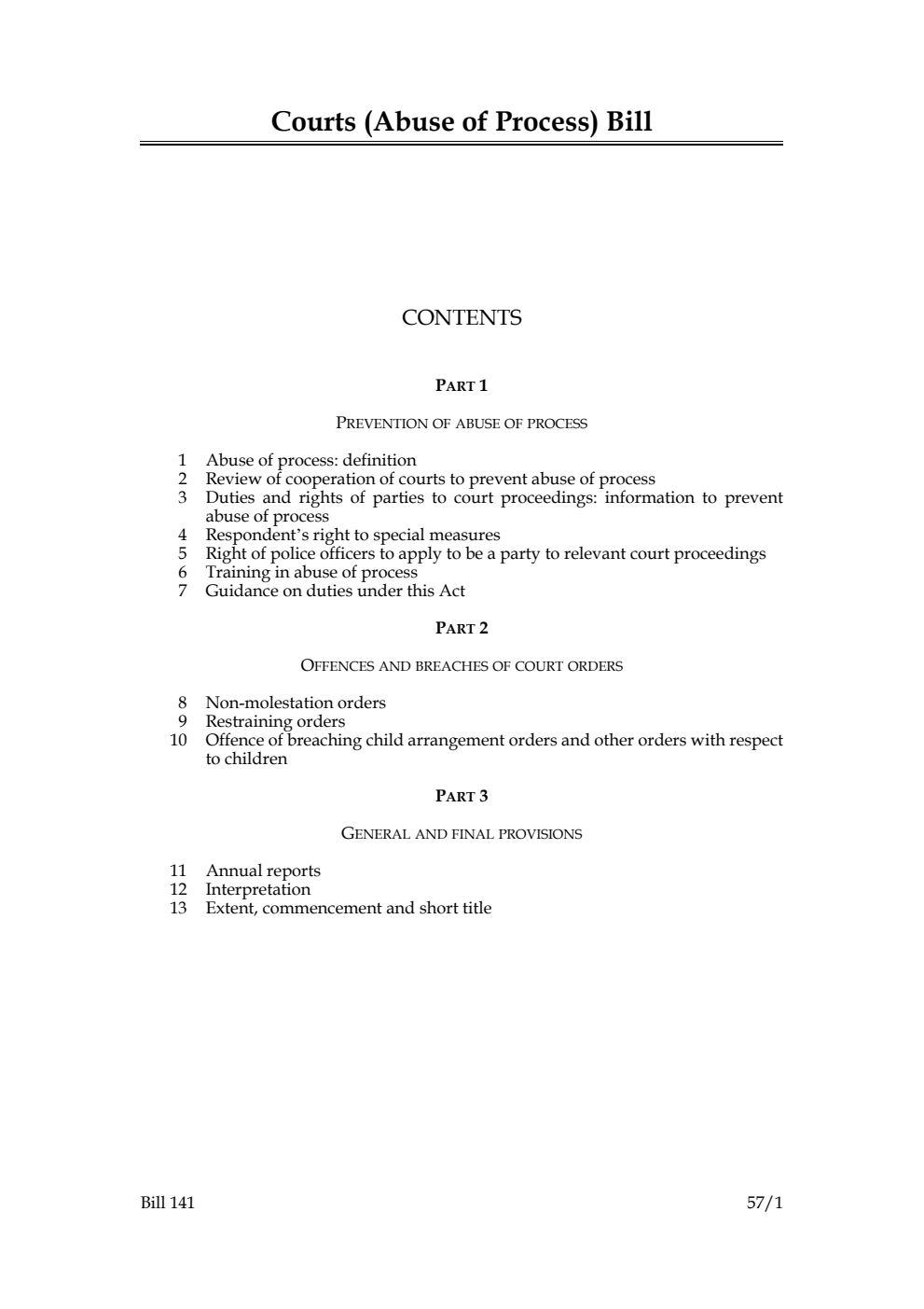 Courts (Abuse of Process) Bill