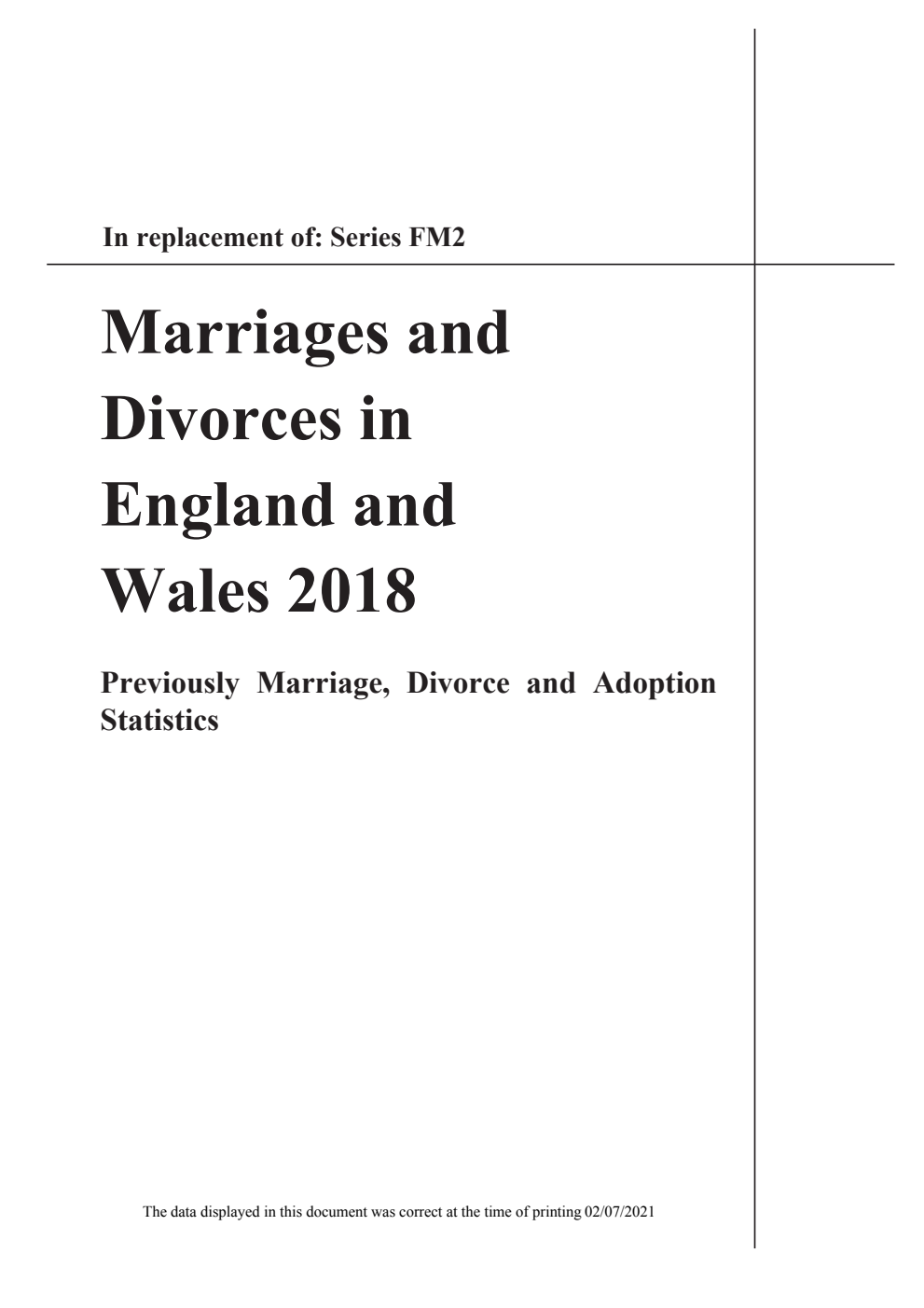 Marriages and Divorces in England and Wales 2018