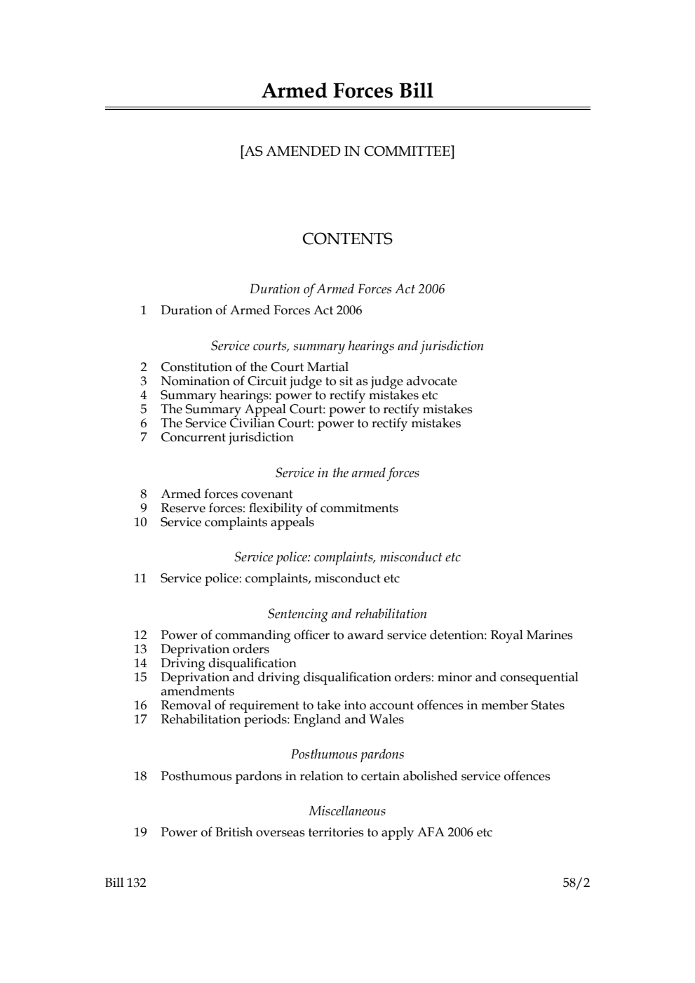 Armed Forces Bill [as amended in Committee]