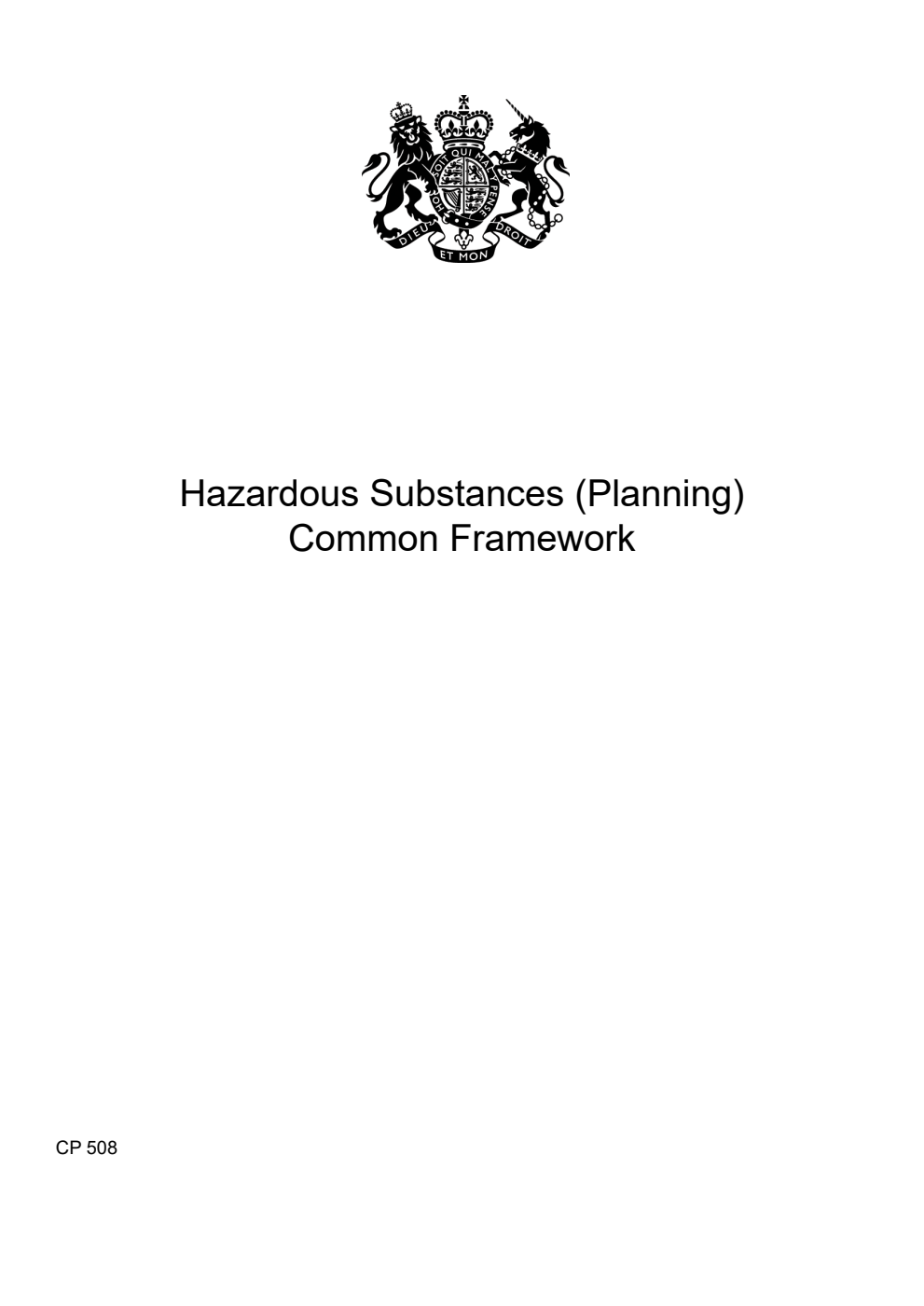 Hazardous Substances (Planning) Common Framework
