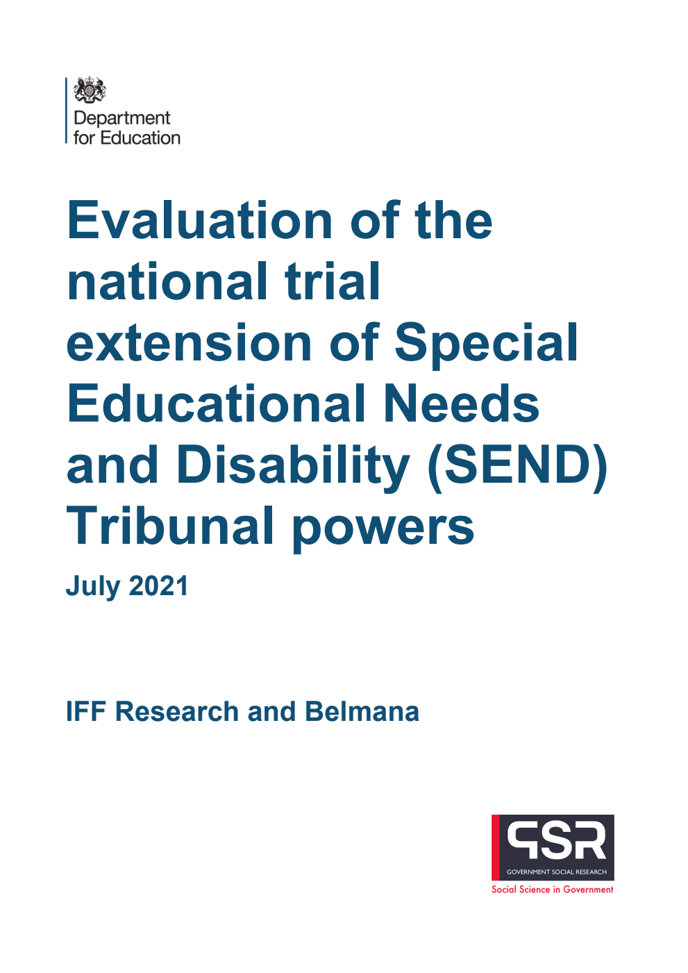DFE-RR1149 Evaluation of the national trial extension of Special Educational Needs and Disability (SEND) Tribunal powers. July 2021