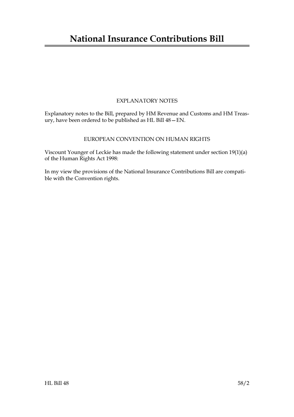 National Insurance Contributions Bill