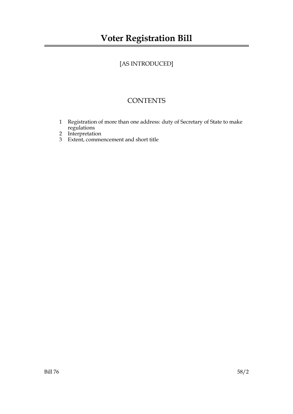 Voter Registration Bill