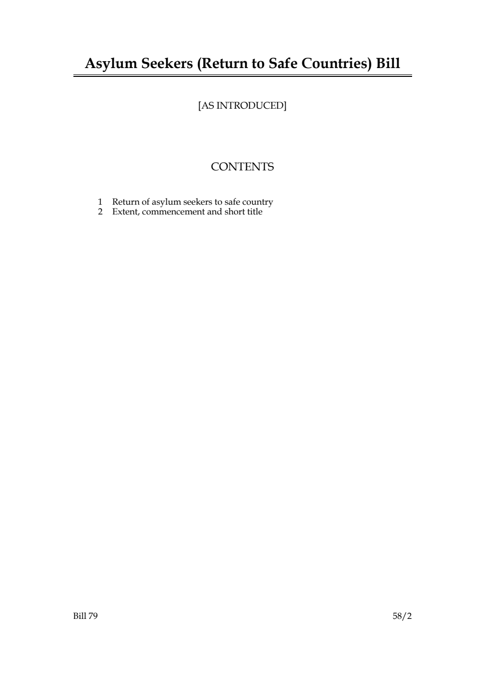 Asylum Seekers (Return to Safe Countries) Bill