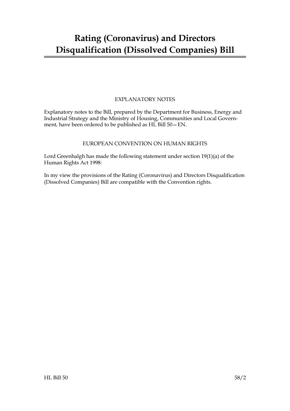 Rating (Coronavirus) and Directors Disqualification (Dissolved Companies) Bill