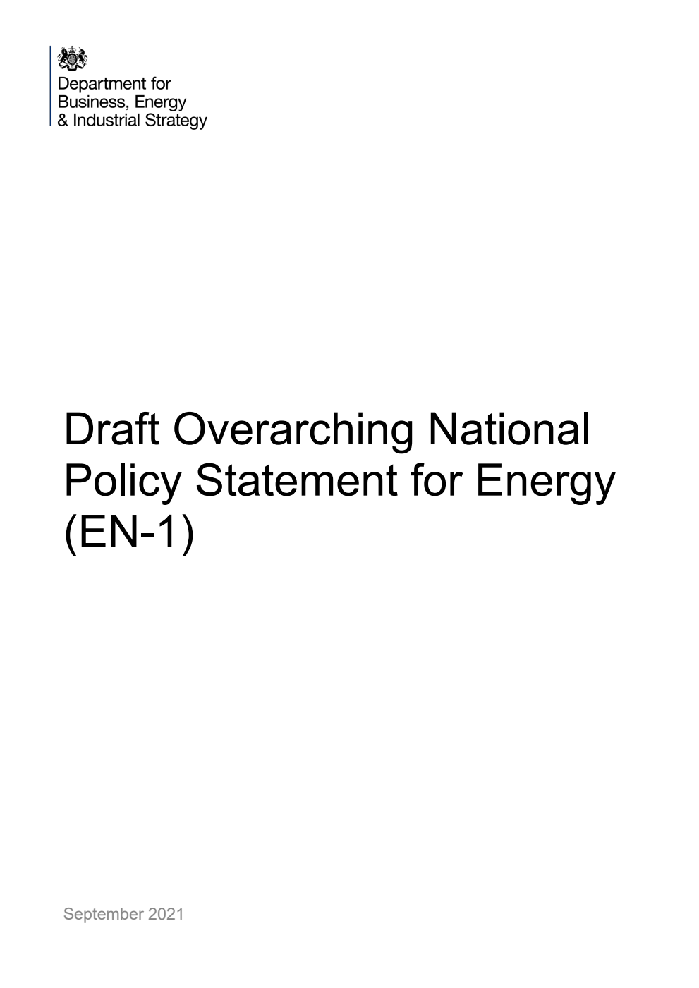 Draft Overarching National Policy Statement for Energy (EN-1)