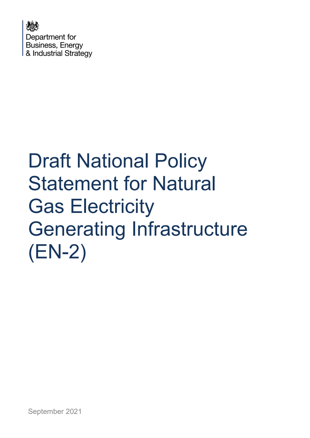 Draft National Policy Statement for Natural Gas Electricity Generating Infrastructure (EN-2)