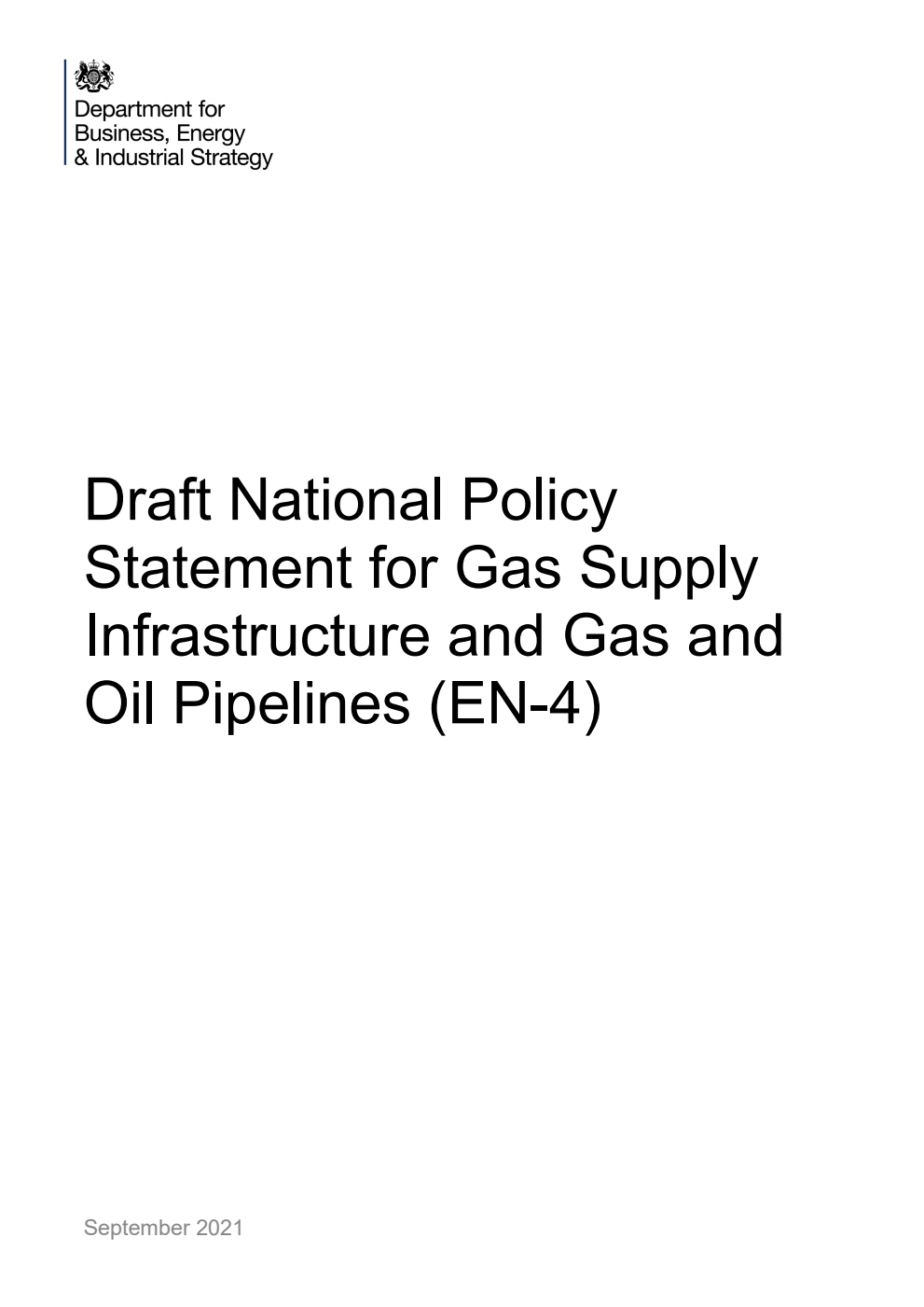 Draft National Policy Statement for Gas Supply Infrastructure and Gas and Oil Pipelines (EN-4)