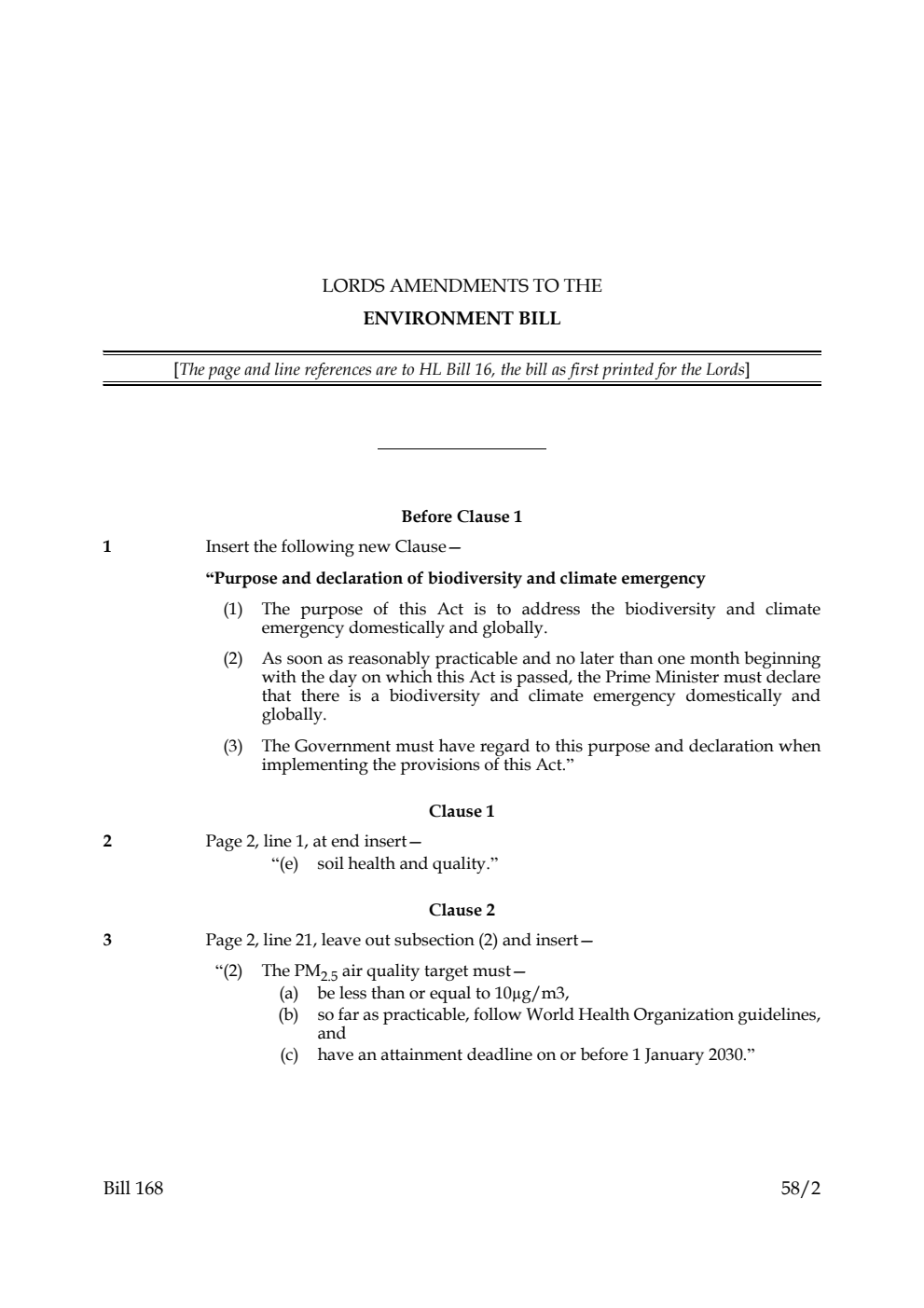 Lords Amendments to the Environment Bill