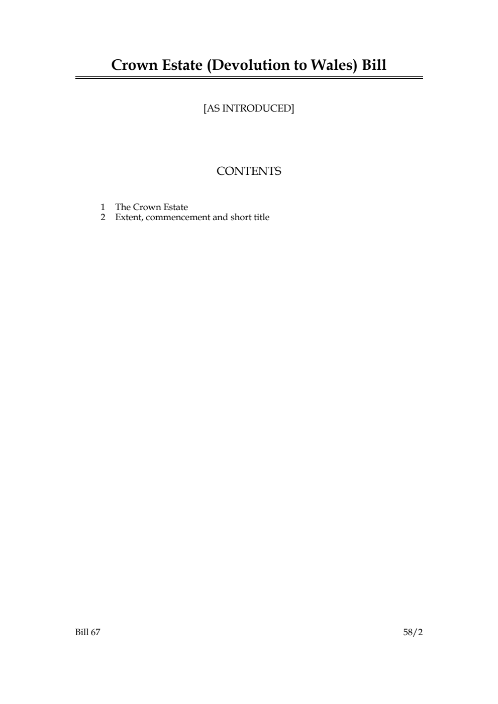 Crown Estate (Devolution to Wales) Bill