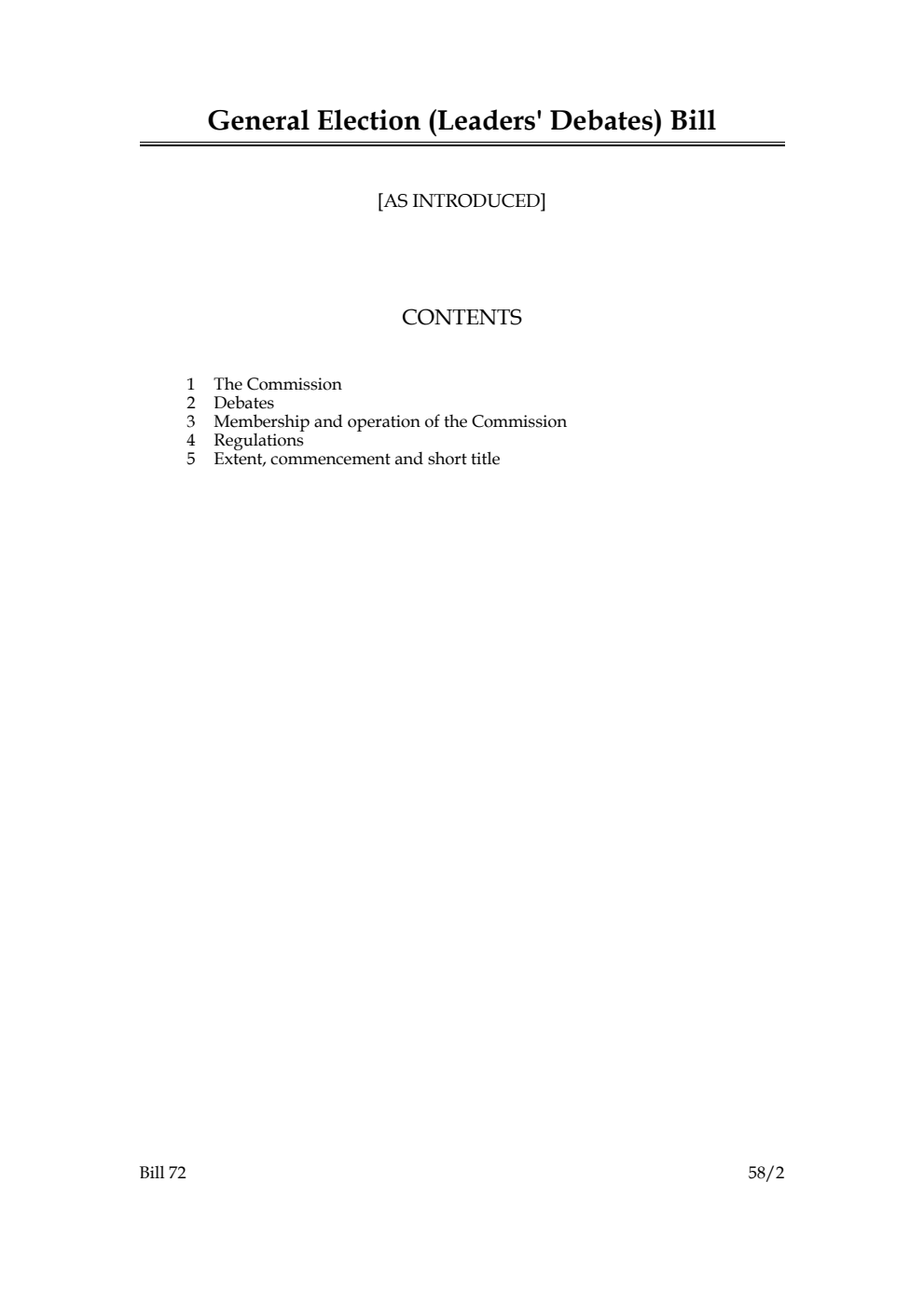 General Election (Leaders' Debates) Bill