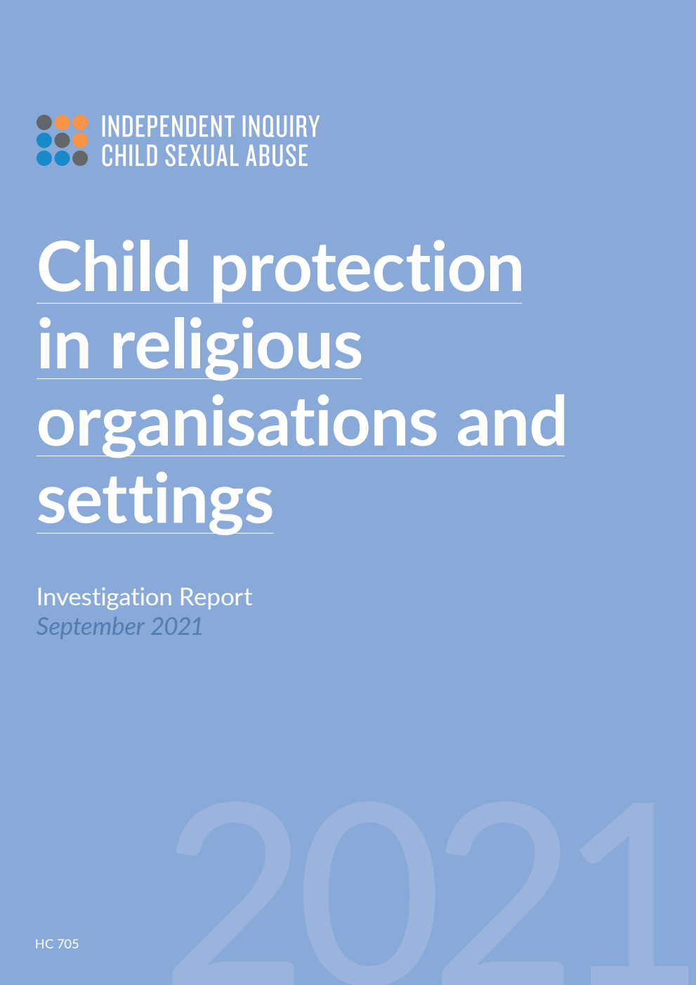 Child protection in religious organisations and settings. Investigation Report, September 2021