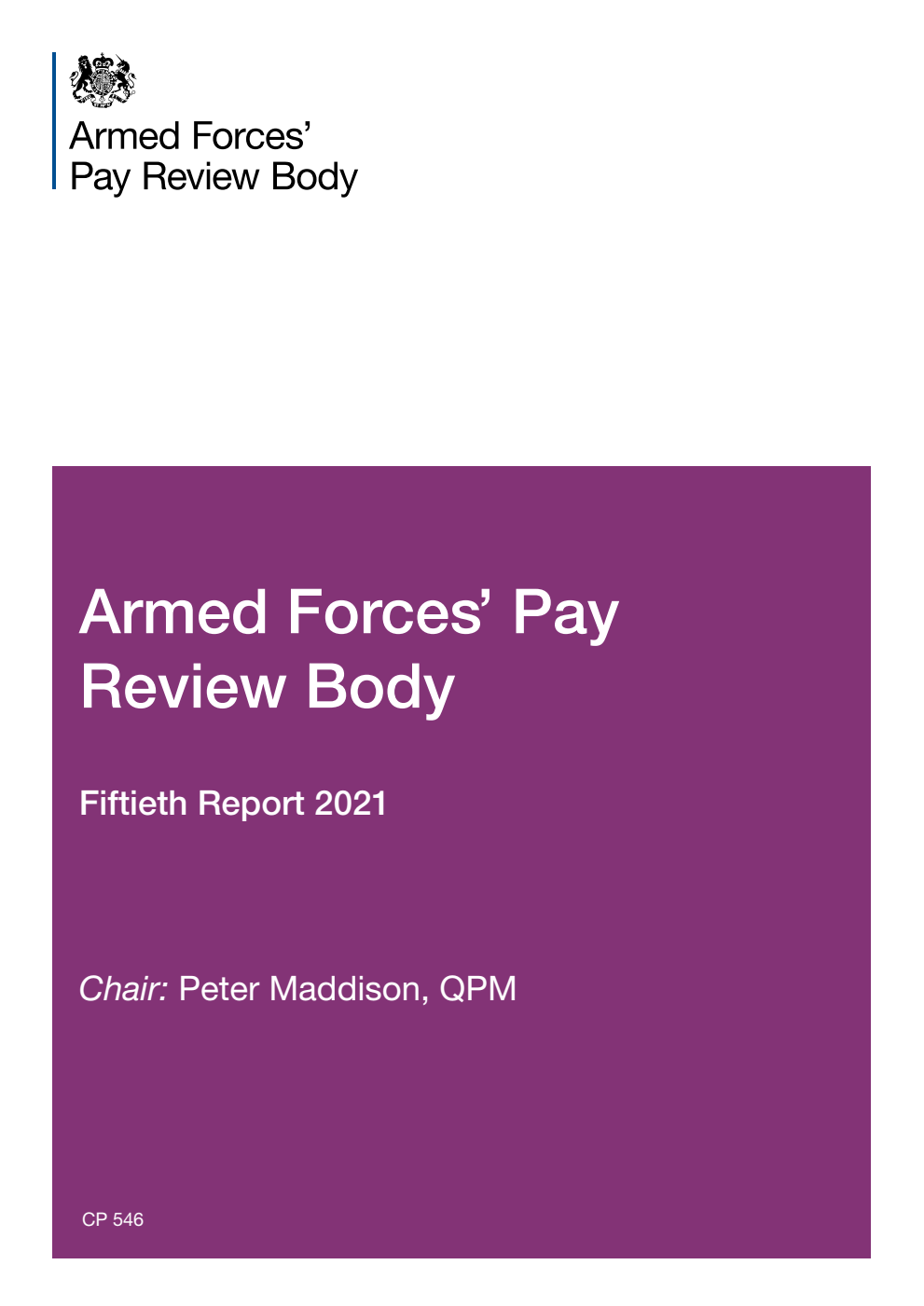 Armed Forces’ Pay Review Body Fiftieth Report 2021