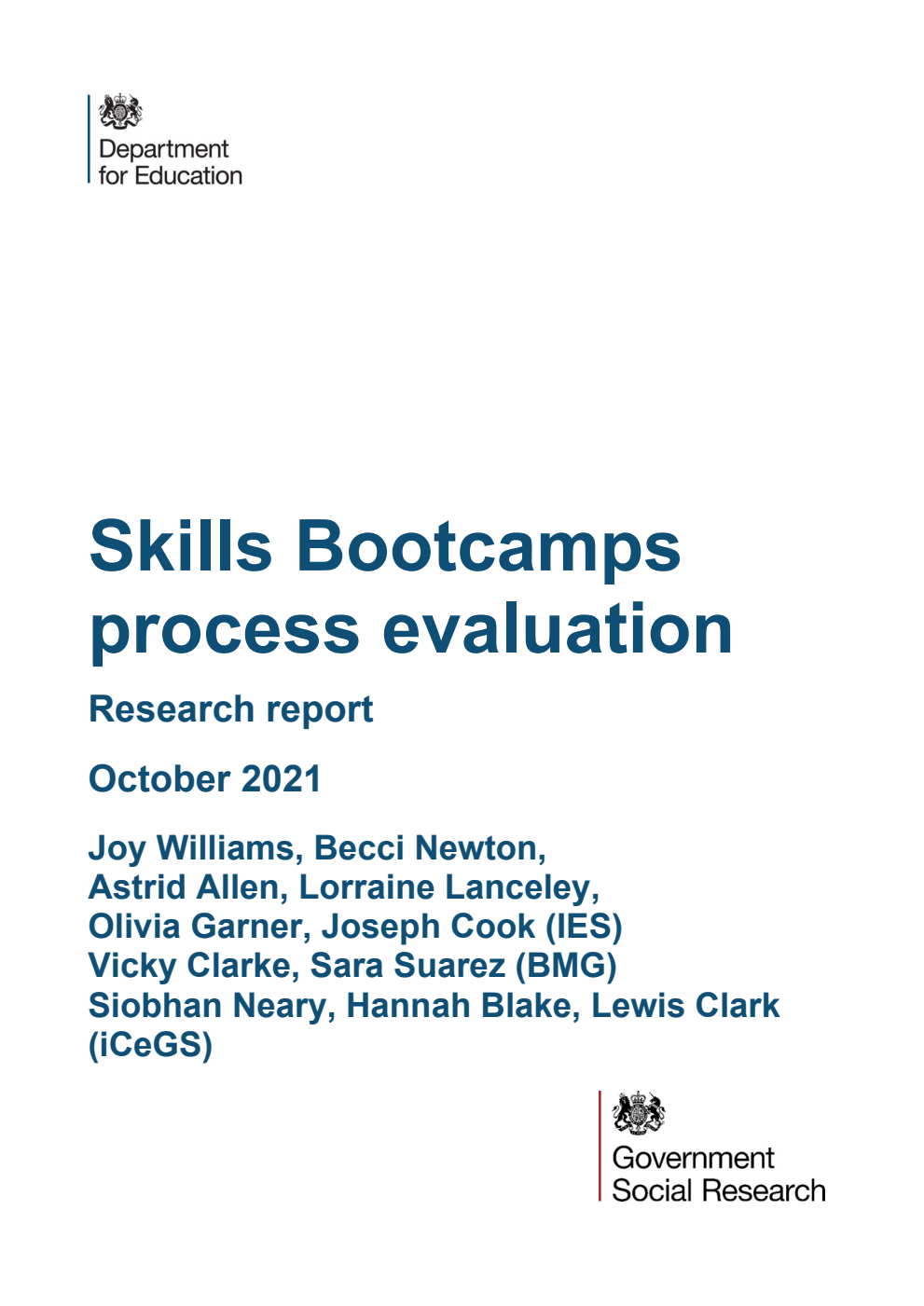 DFE-RR1150 Skills Bootcamps process evaluation. Research report. October 2021