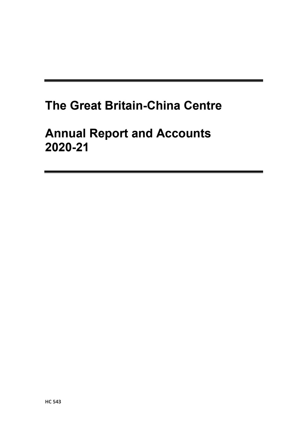 The Great Britain–China Centre Annual Report and Accounts 2020-21
