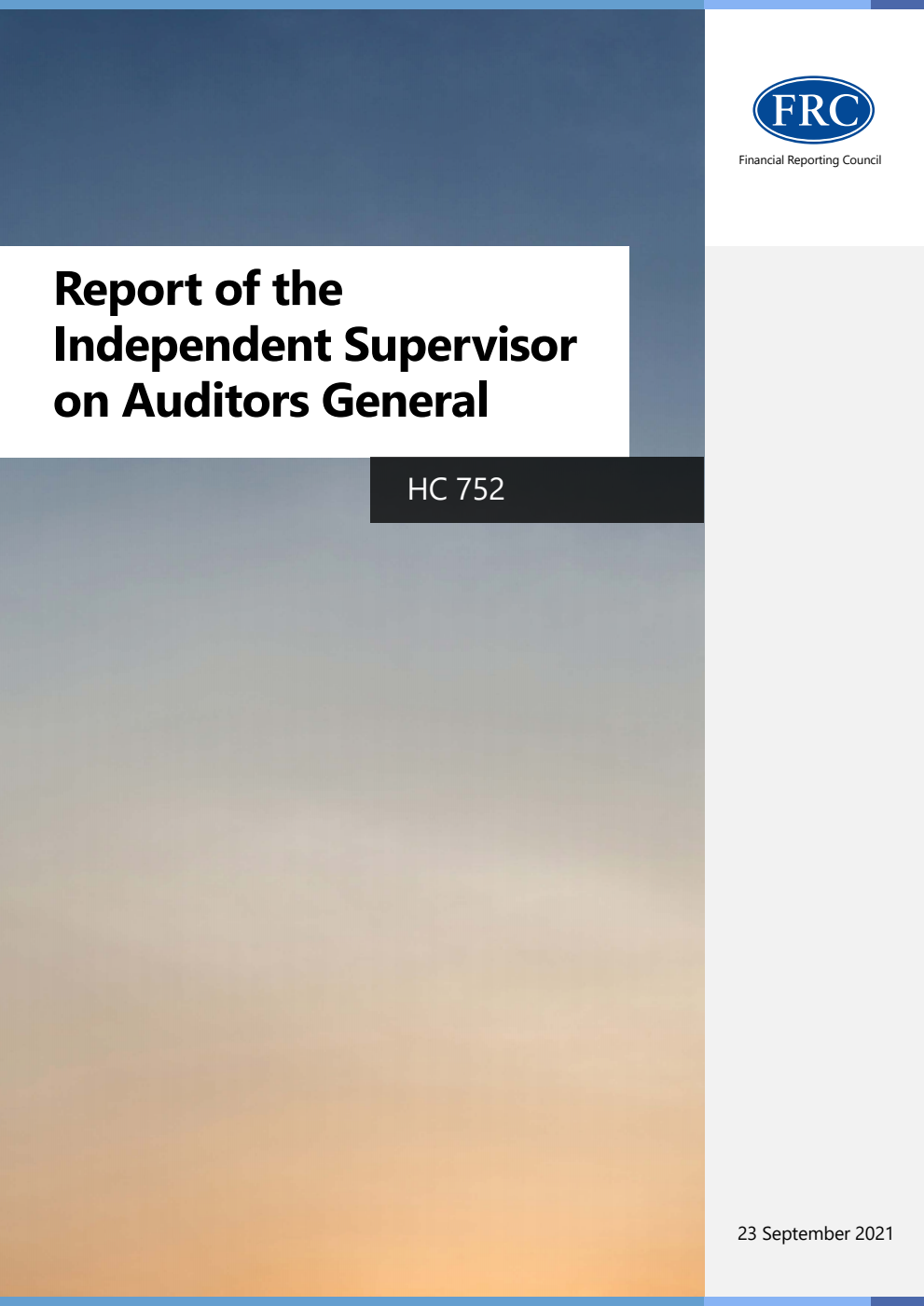 Report of the Independent Supervisor on Auditors General - 23 September 2021