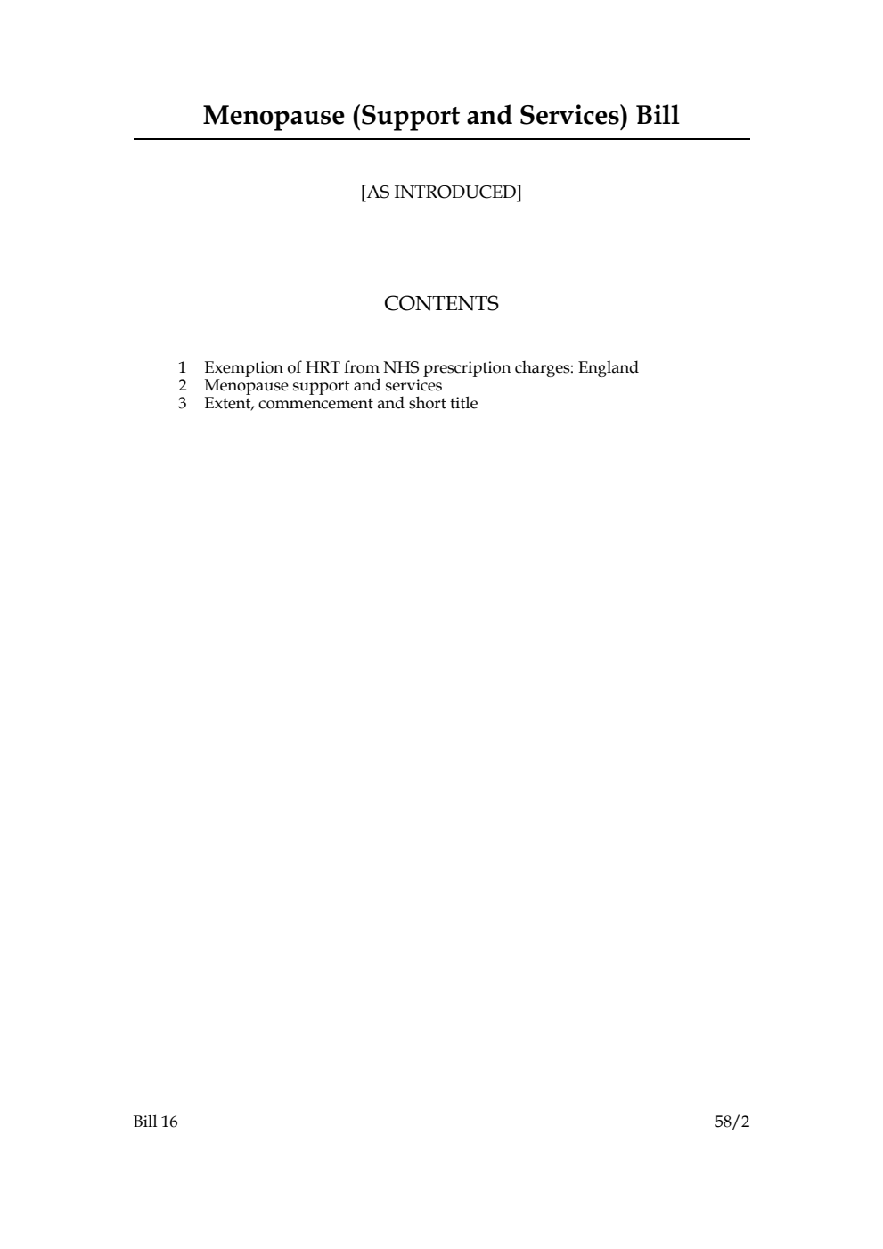 Menopause (Support and Services) Bill