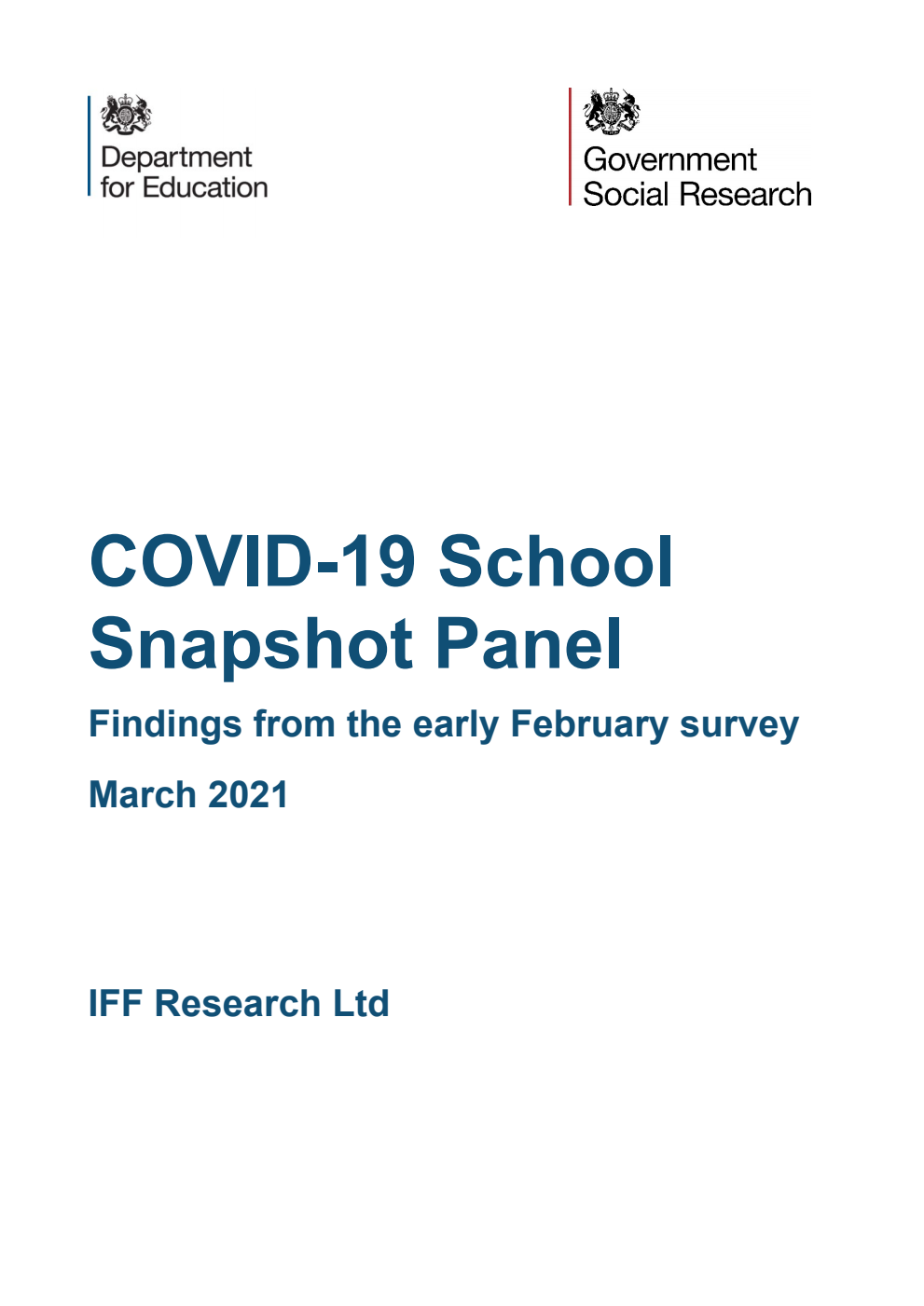 DFE-RR1116 COVID-19 School Snapshot Panel. Findings from the early February survey. March 2021