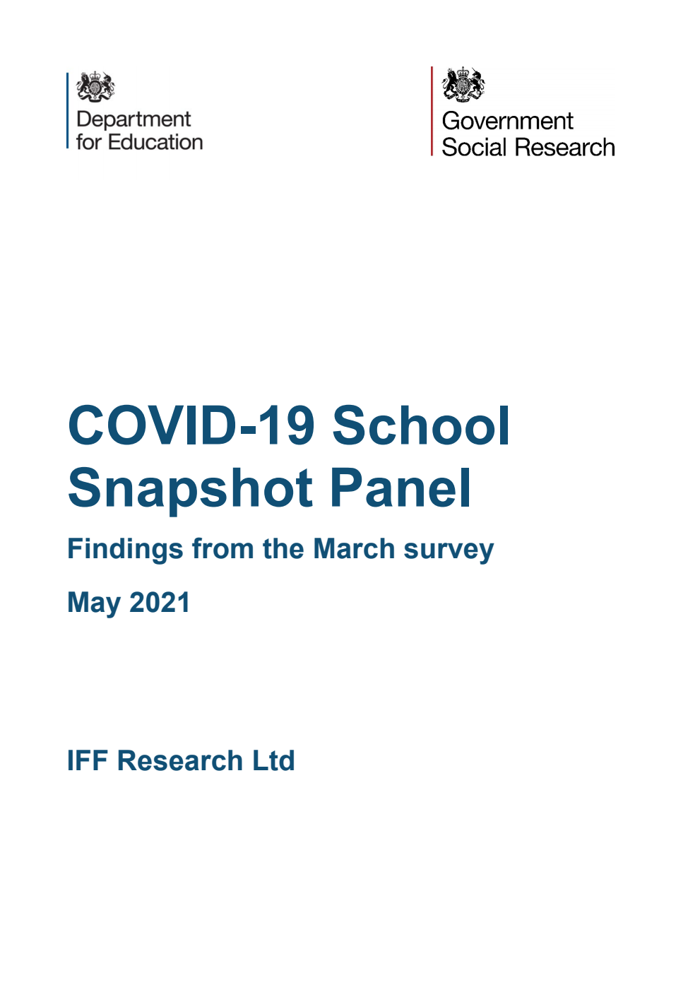 DFE-RR1118 COVID-19 School Snapshot Panel. Findings from the March survey. May 2021