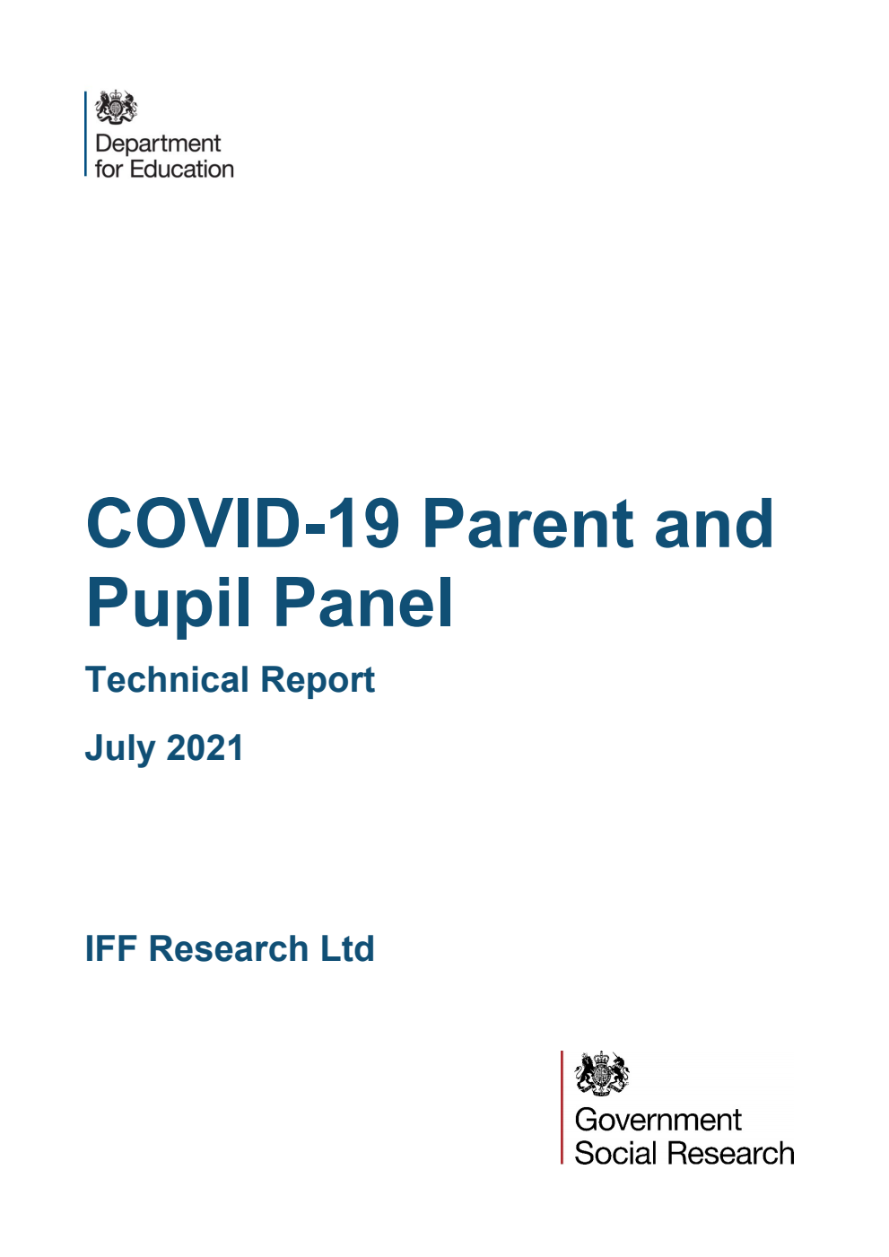 DFE-RR1158 COVID-19 Parent and Pupil Panel. Technical Report. July 2021