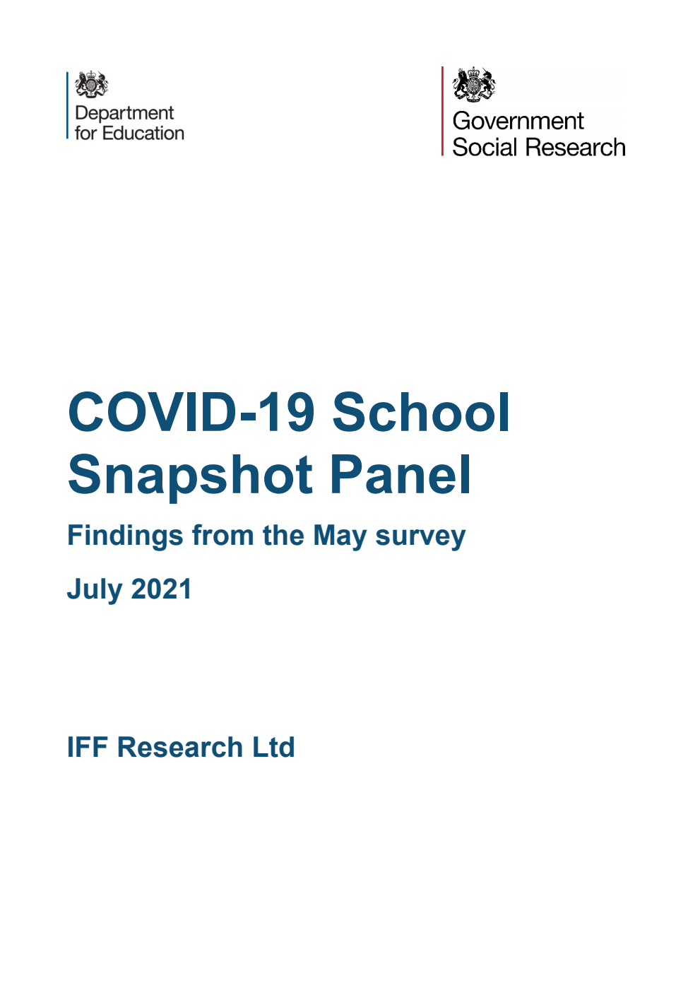 DFE-RR1160 COVID-19 School Snapshot Panel. Findings from the May survey. July 2021
