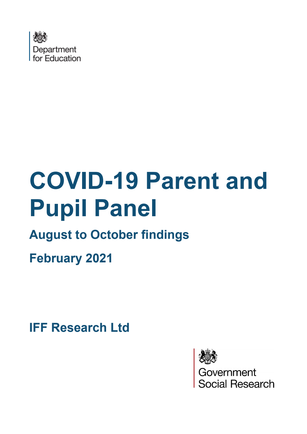 DFE-RR1120 COVID-19 Parent and Pupil Panel. August to October findings. February 2021