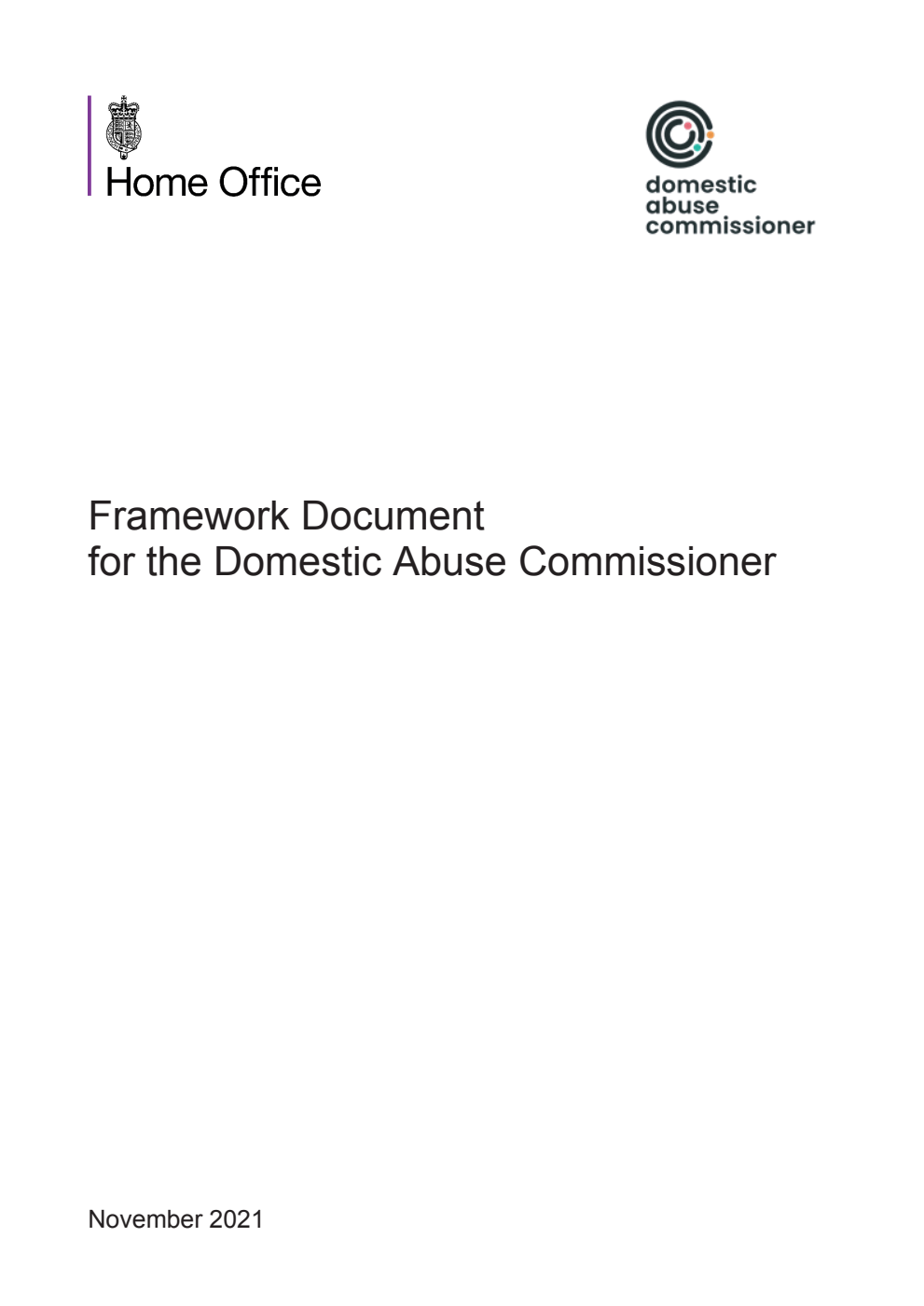 Framework Document for the Domestic Abuse Commissioner
